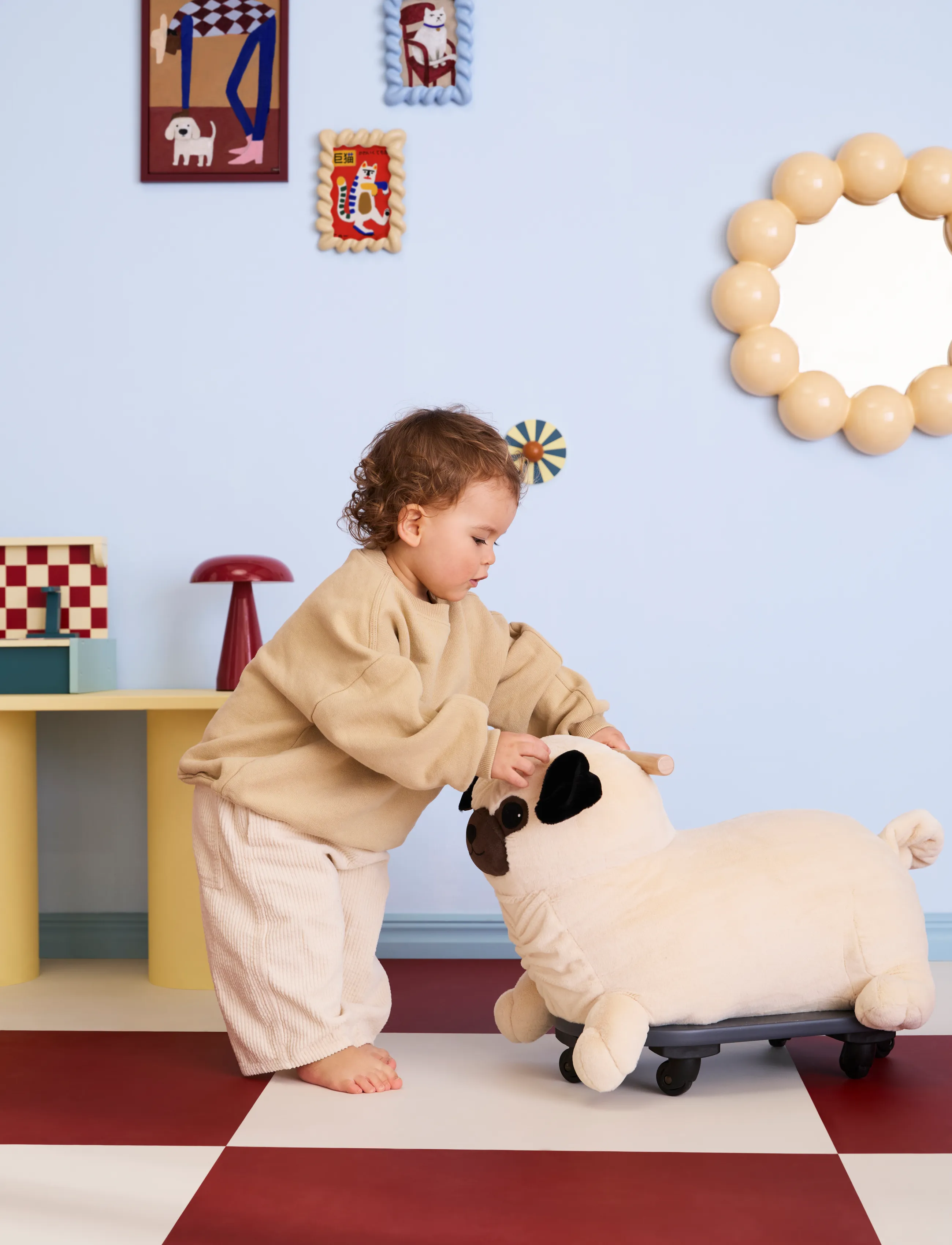 Kid's Concept Ride Along Peg The Pug Dog, One Size, Cream, Soft Legetøj > Stuffed Animals, Børn