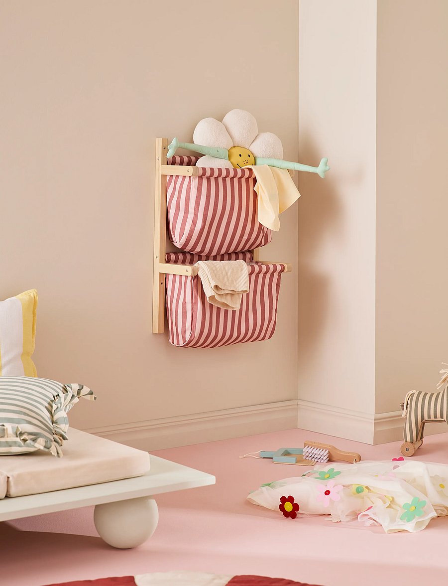 Kid's Concept - Wall storage textile stripe clay pink - pink - 0