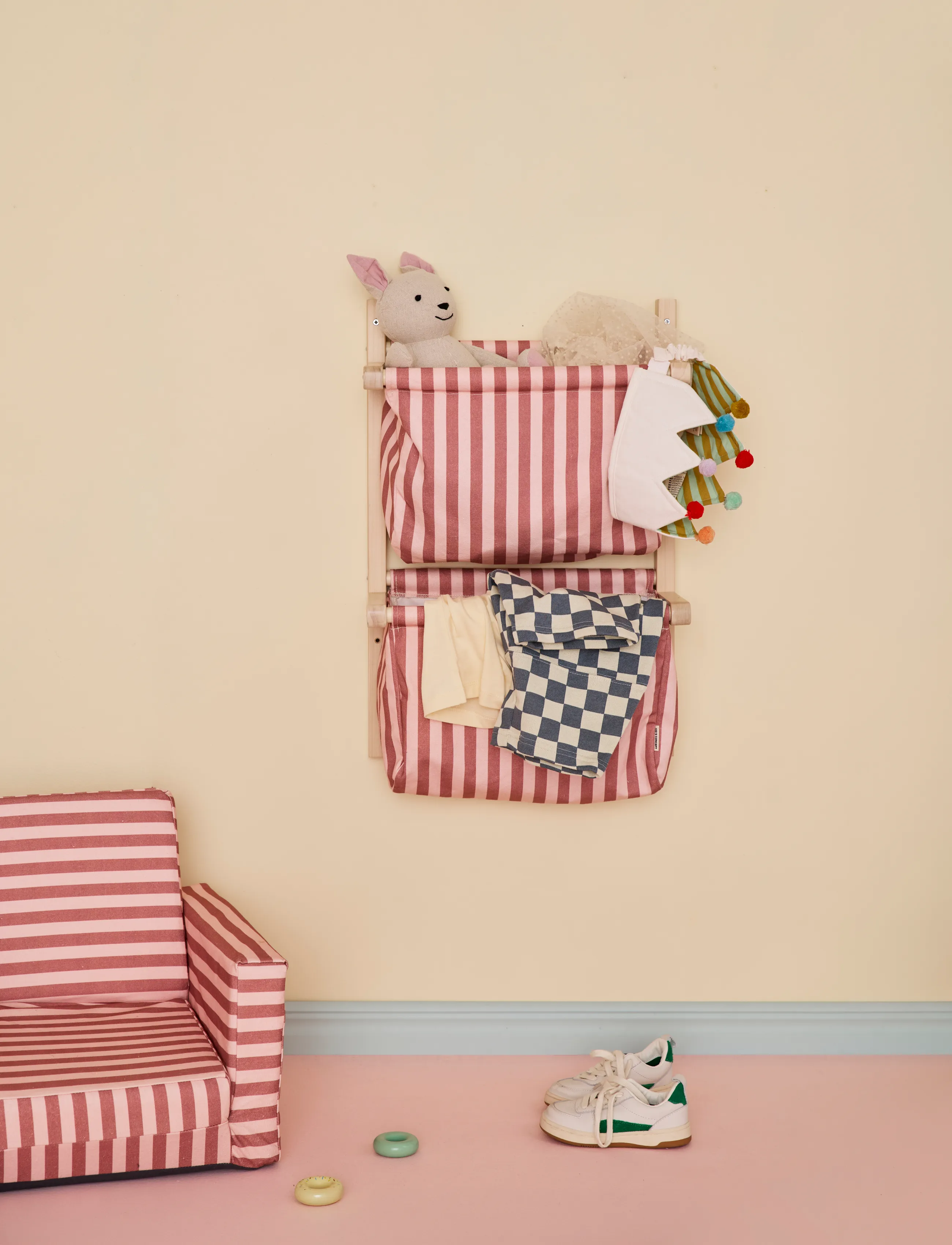 Kid's Concept - Wall storage textile stripe clay pink - pink - 5