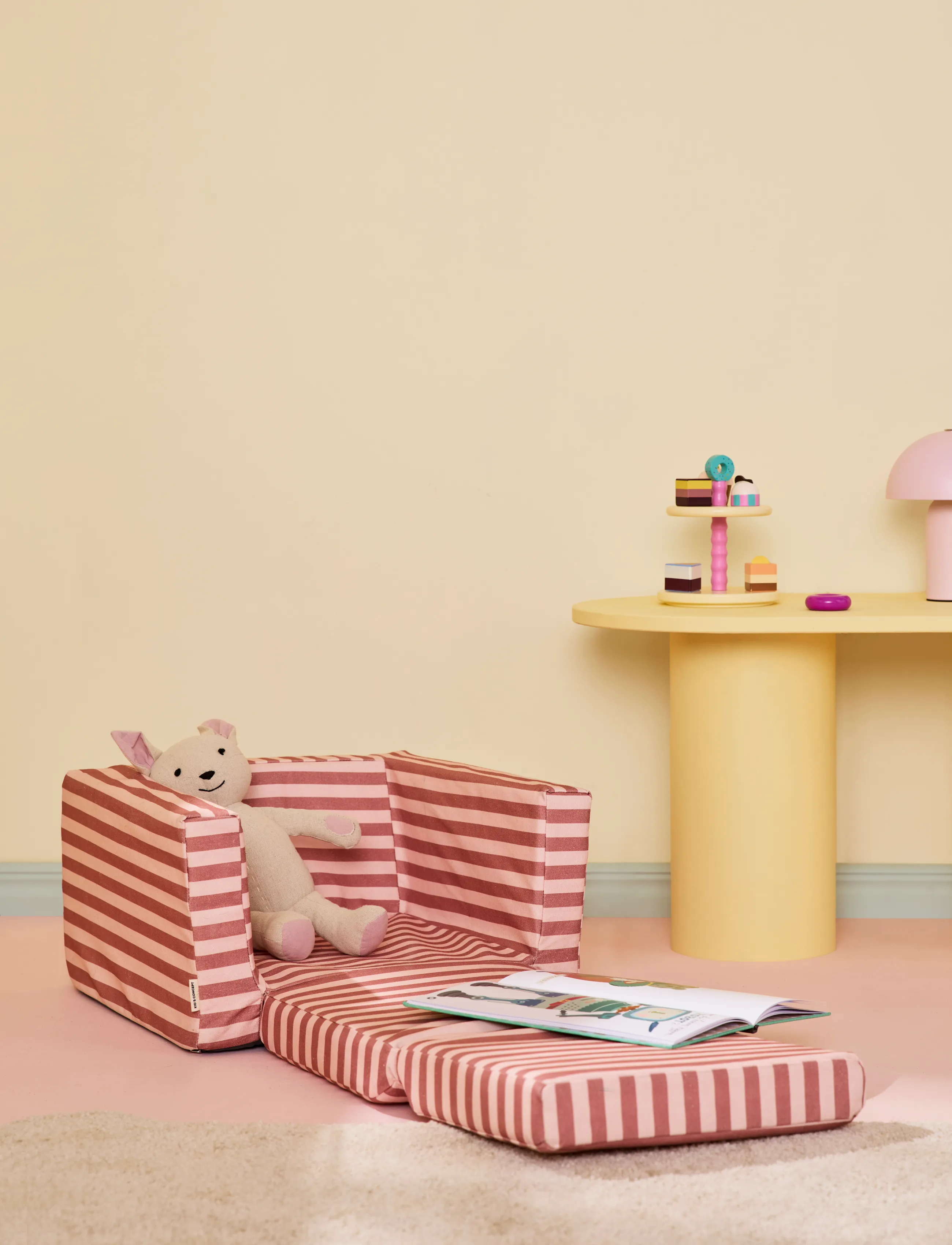 Kid's Concept - Armchair foldable stripe clay pink - stole & skamler - pink - 3