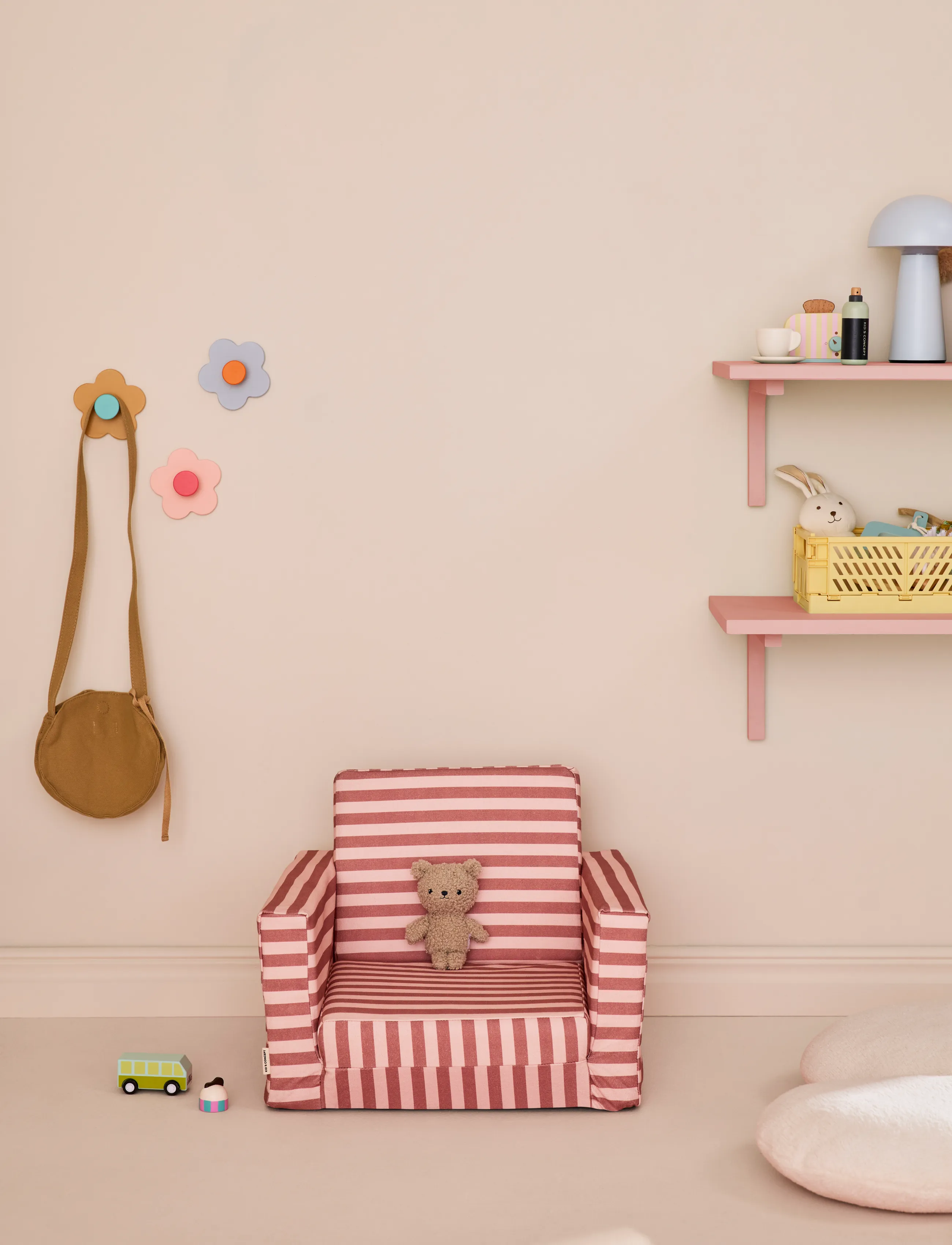 Kid's Concept - Armchair foldable stripe clay pink - stole & skamler - pink - 4