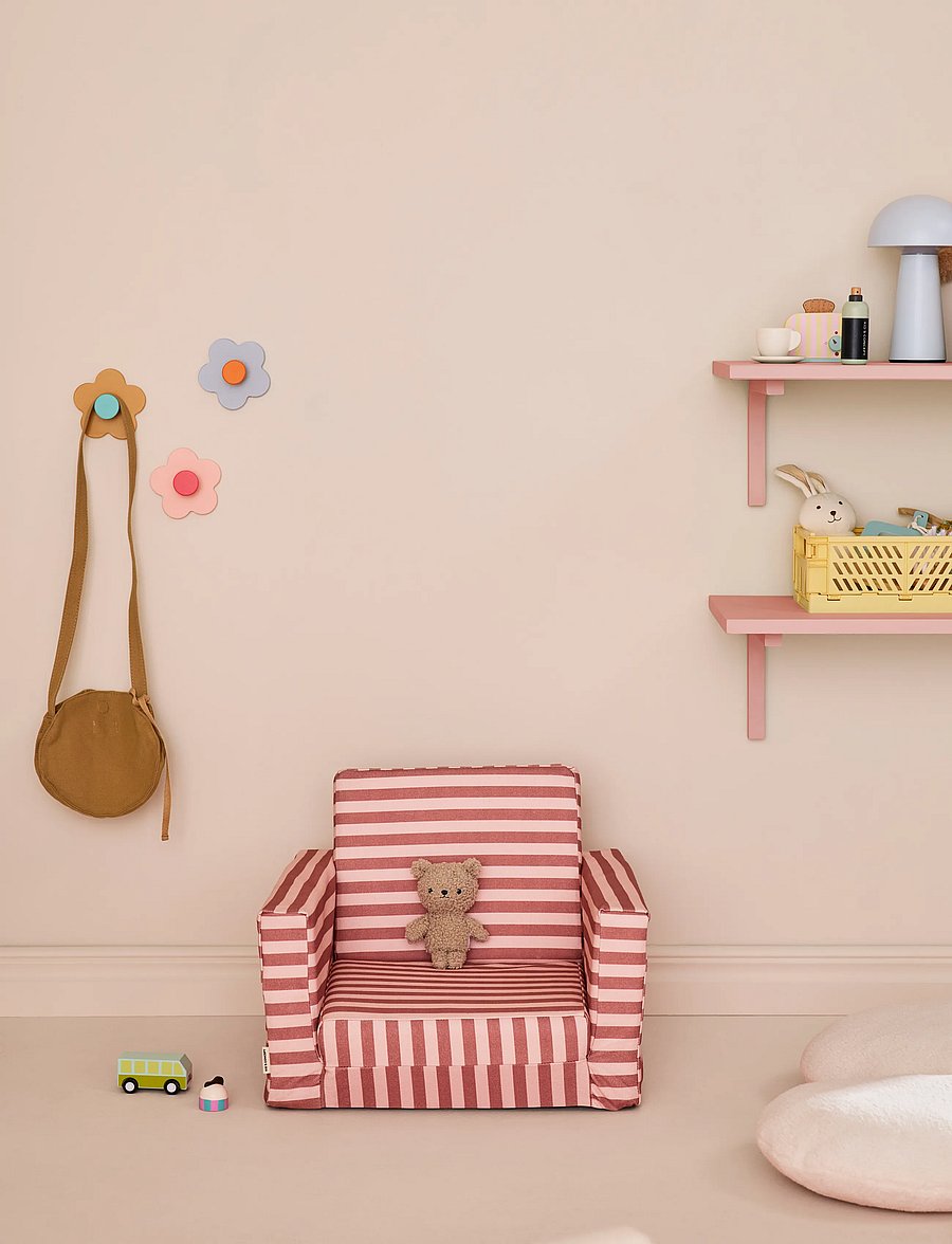 Kid's Concept - Armchair foldable stripe clay pink - stole & skamler - pink - 4