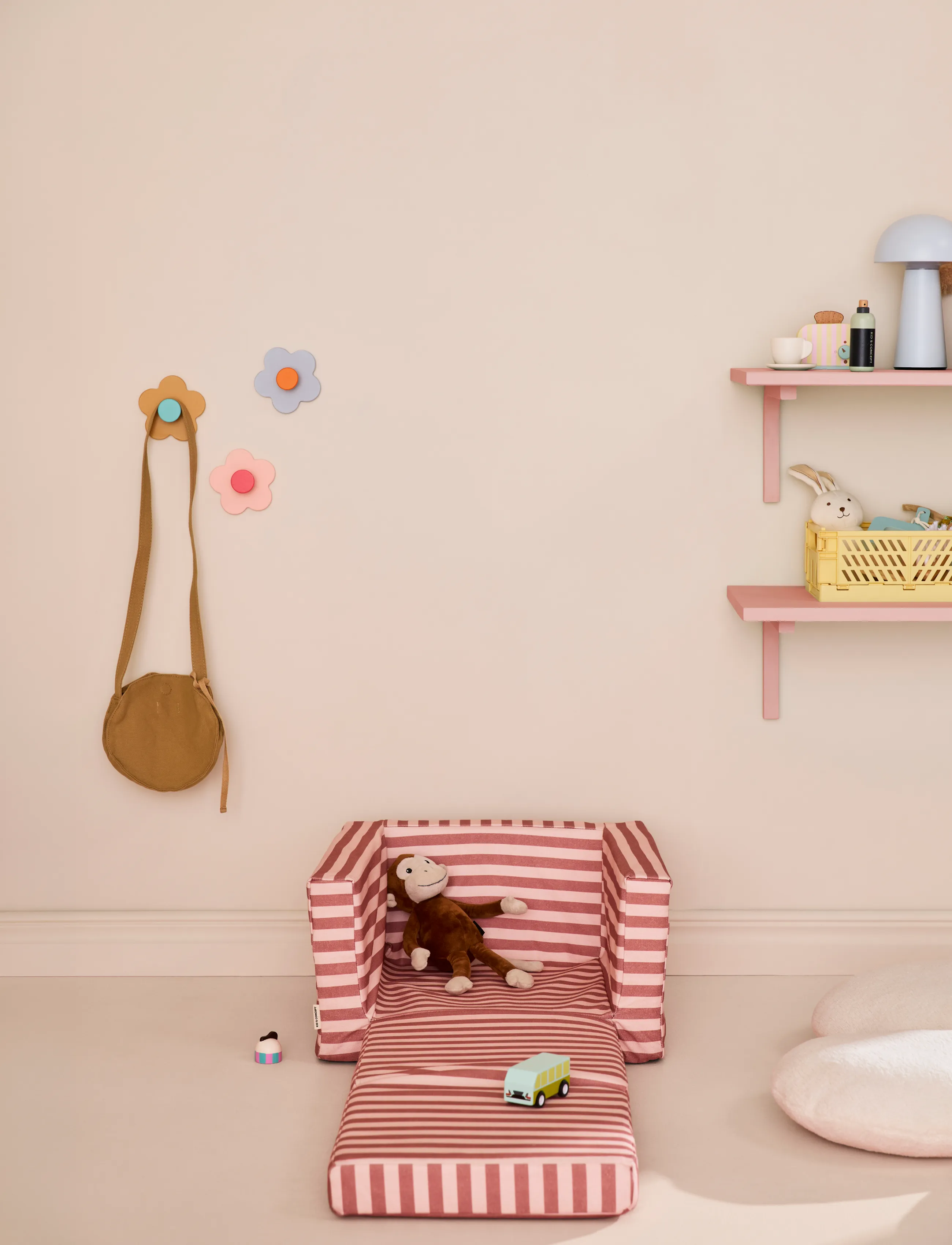 Kid's Concept - Armchair foldable stripe clay pink - stole & skamler - pink - 5
