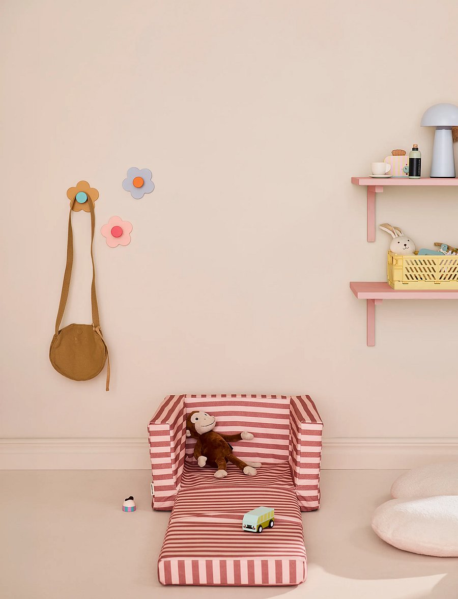 Kid's Concept - Armchair foldable stripe clay pink - stole & skamler - pink - 5