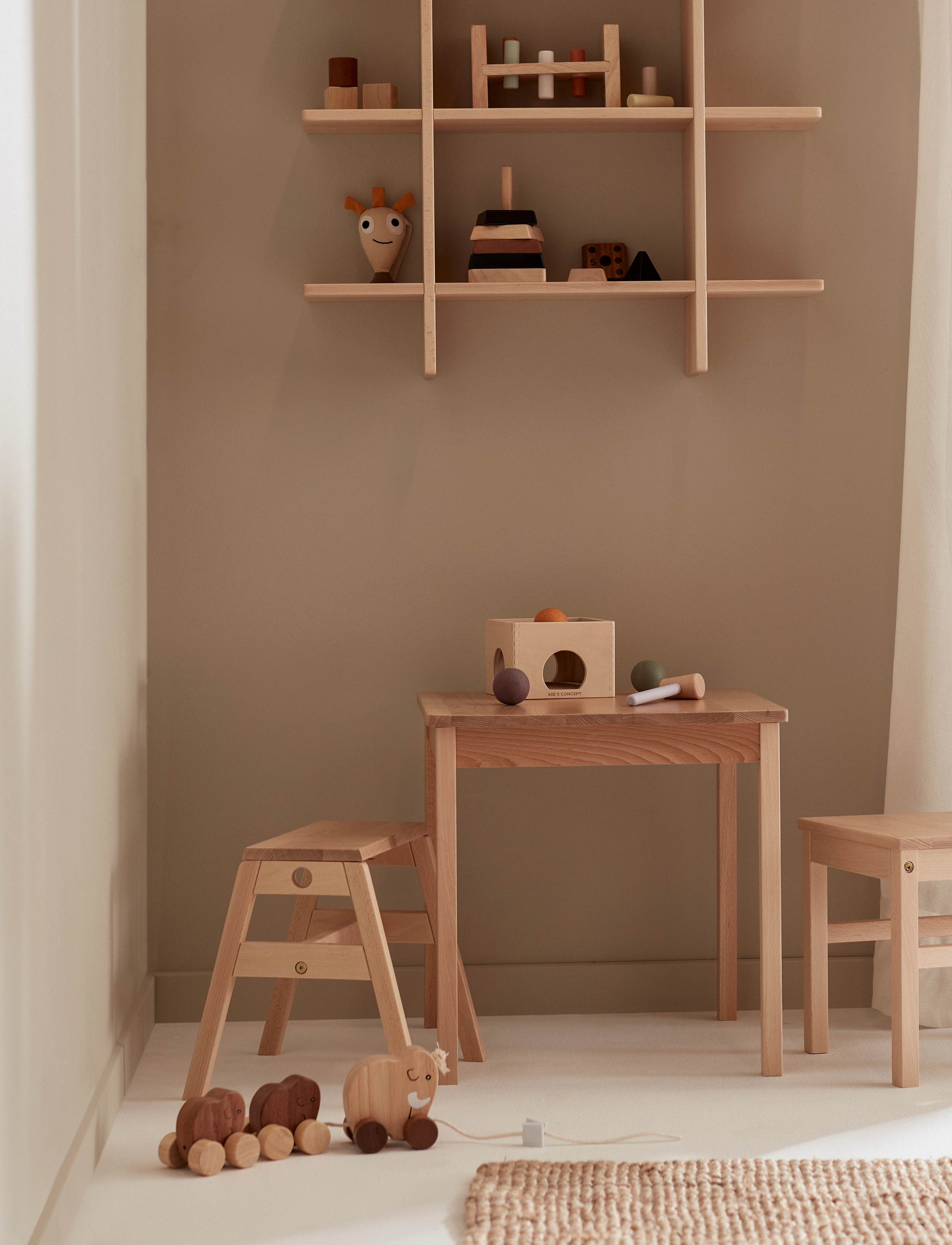 Kid's Concept - Table & Adjustable stool - kids bedroom sets - nature - 5