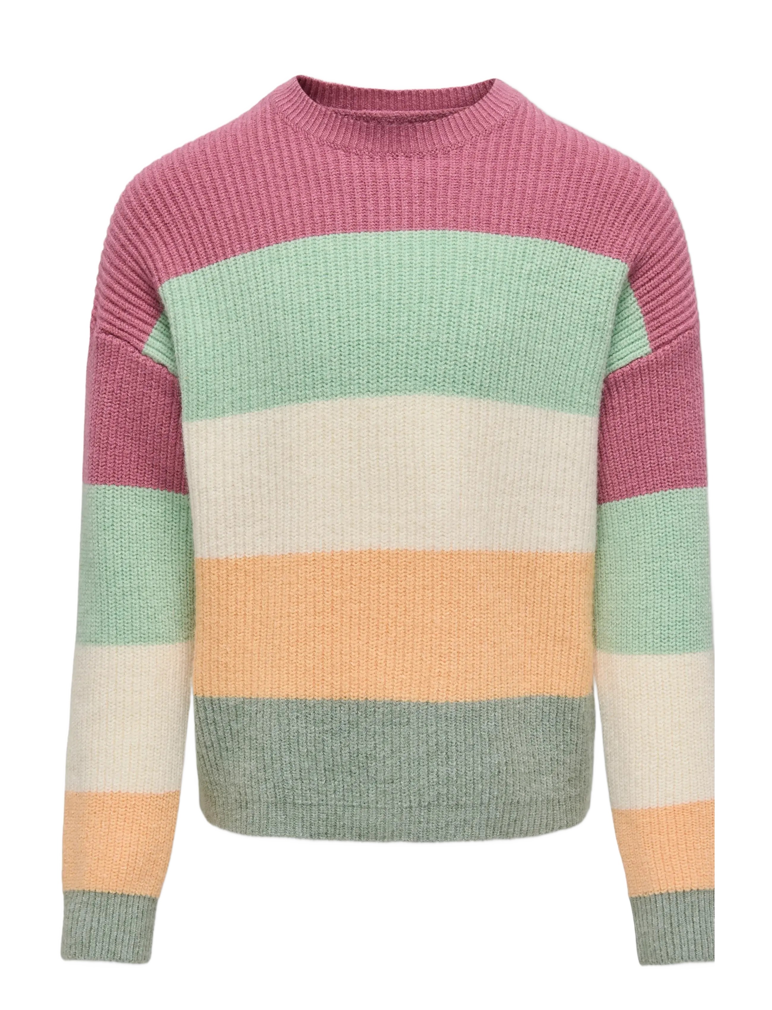 Kids Only KOGSANDY L/S STRIPE PULLOVER KNT NOOS - Stickat - HEATHER ROSE / green