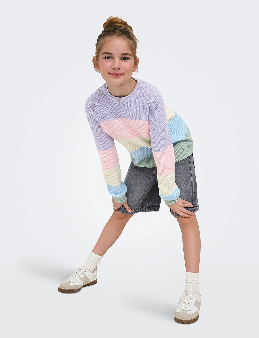 Kids Only - KOGSANDY L/S STRIPE PULLOVER KNT NOOS - trøjer - lavendula - 5