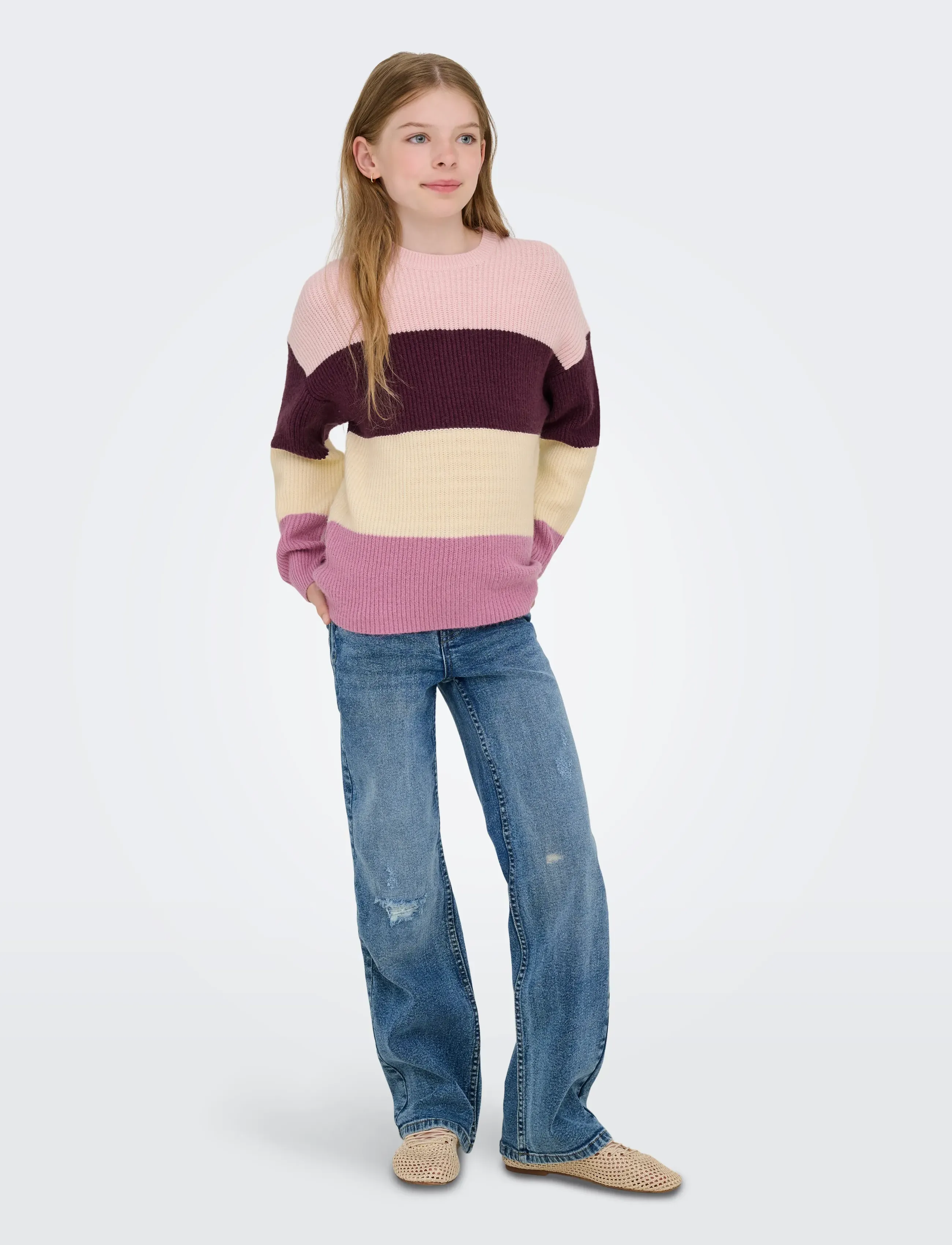 Kids Only Konsandy L/S Stripe Pullover Cp Knt, 122-128, Multi/patterned, Strik > Pullovere, Børn