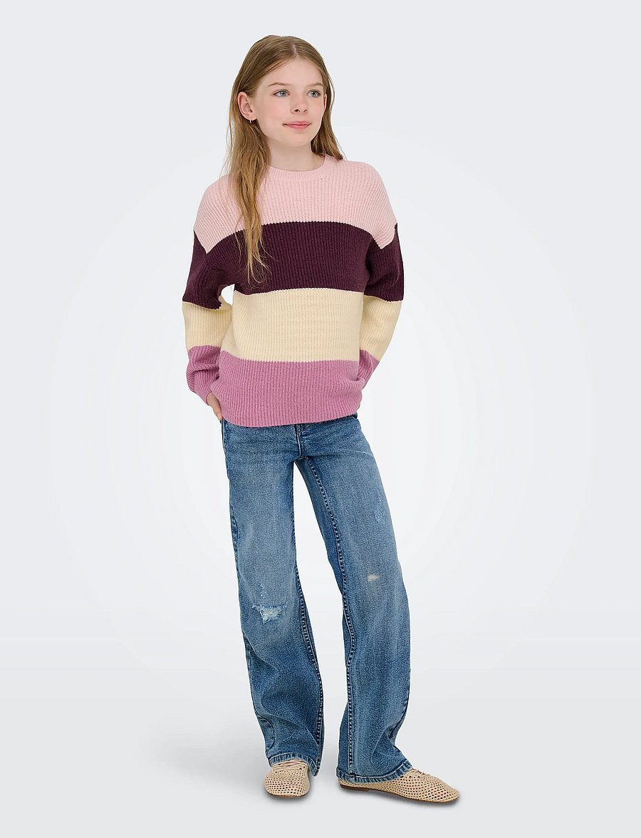 Kids Only - KOGSANDY L/S STRIPE PULLOVER KNT NOOS - trøjer - mauve wine - 0