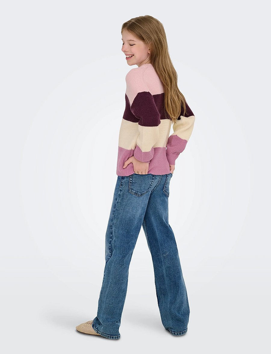 Kids Only - KOGSANDY L/S STRIPE PULLOVER KNT NOOS - trøjer - mauve wine - 3