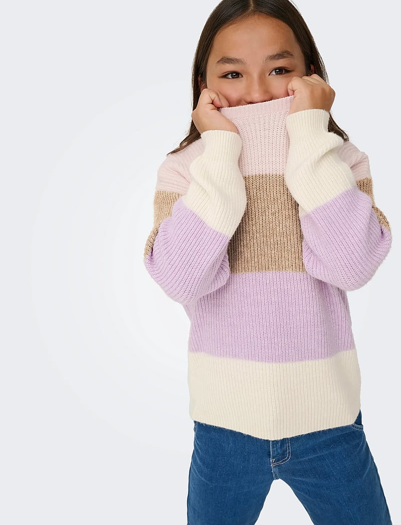 Kids Only - KOGSANDY L/S STRIPE PULLOVER KNT NOOS - jumpers - sepia rose - 4