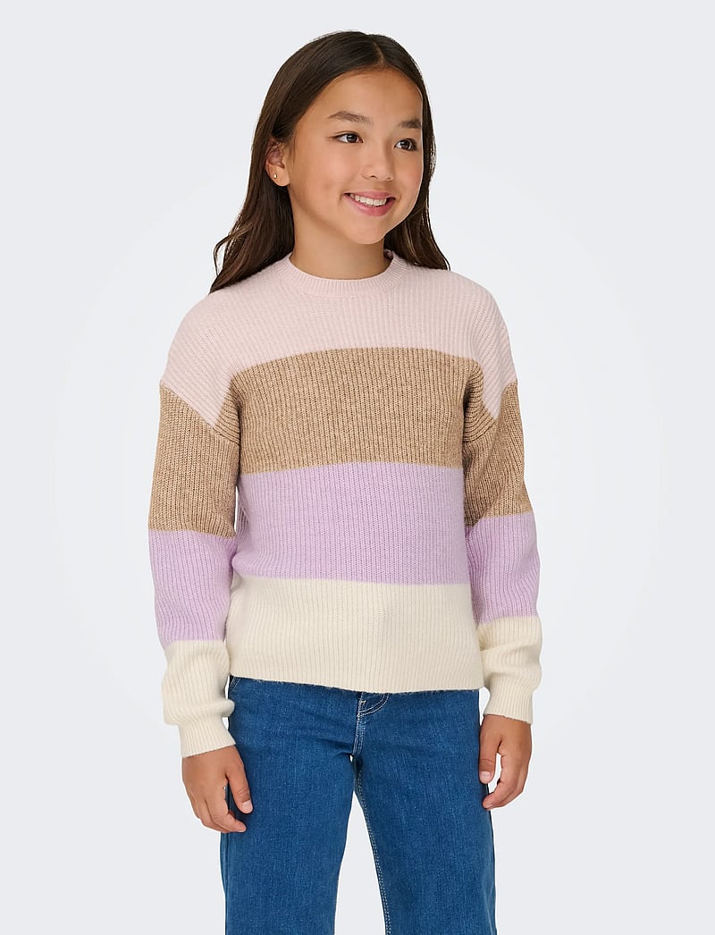 Kids Only - KOGSANDY L/S STRIPE PULLOVER KNT NOOS - jumpers - sepia rose - 5