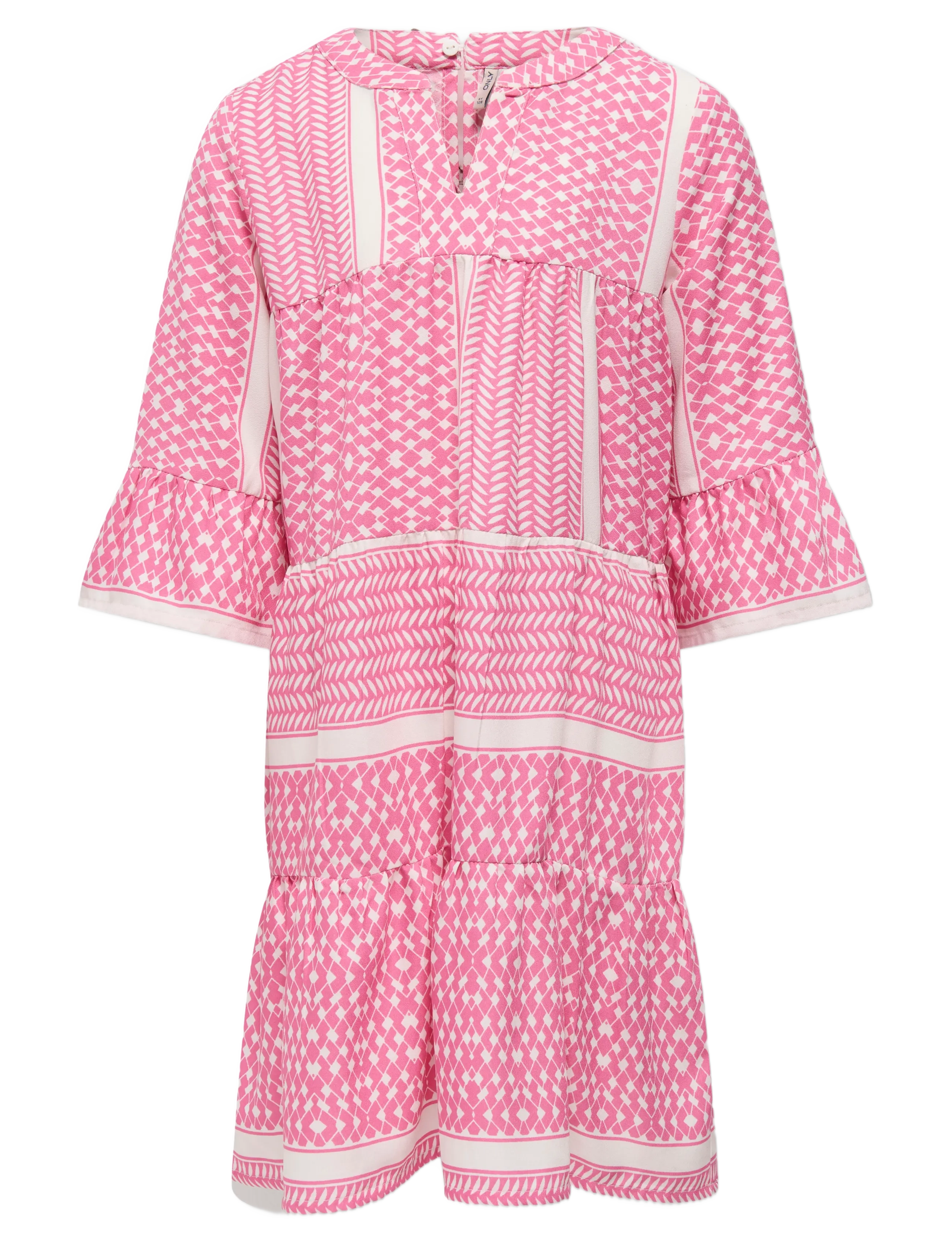 Kids Only Kogalberte Life 3/4 Dress Ptm, Børn, 3/4 Ærme Lagdelt Kjole, Pink, Str: 140