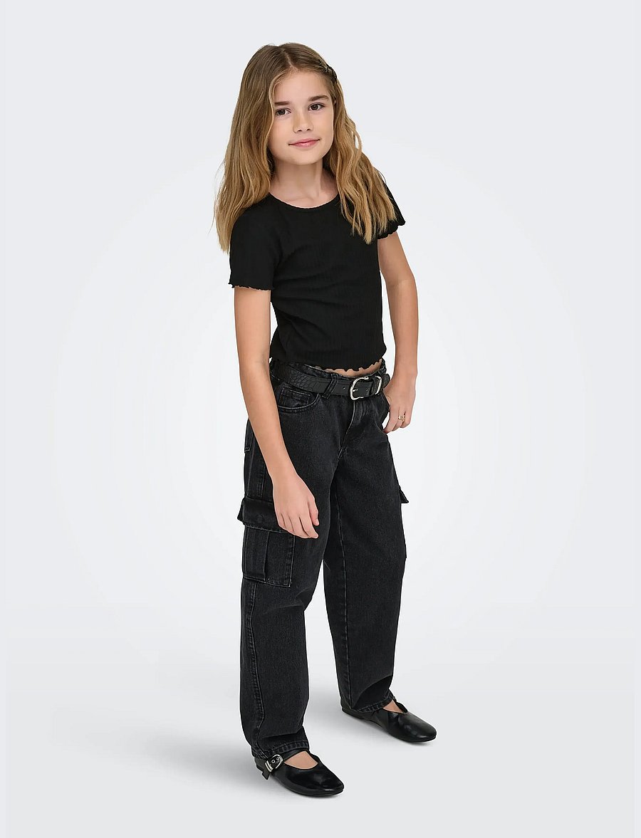 Kids Only - KOGNELLA S/S O-NECK TOP NOOS JRS - lühikeste varrukatega t-särgid - black - 5