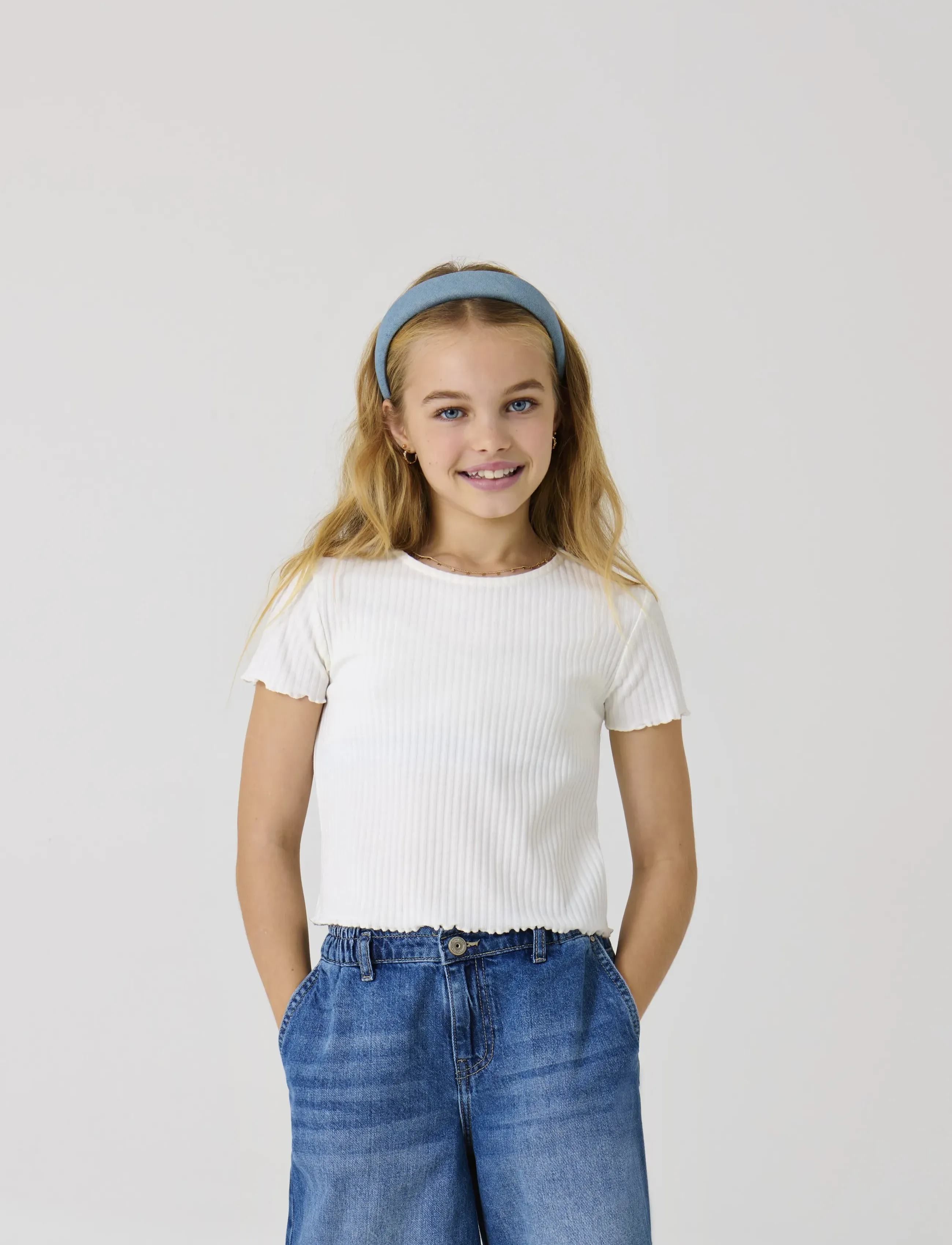 Kids Only KOGNELLA S/S O-NECK TOP NOOS JRS - Toppar & T-shirts - CLOUD DANCER / white