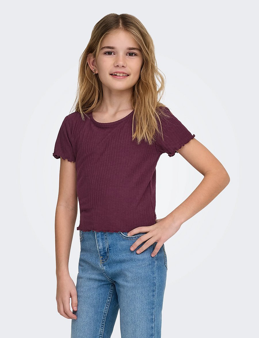 Kids Only - KOGNELLA S/S O-NECK TOP NOOS JRS - kortærmede t-shirts - mauve wine - 0