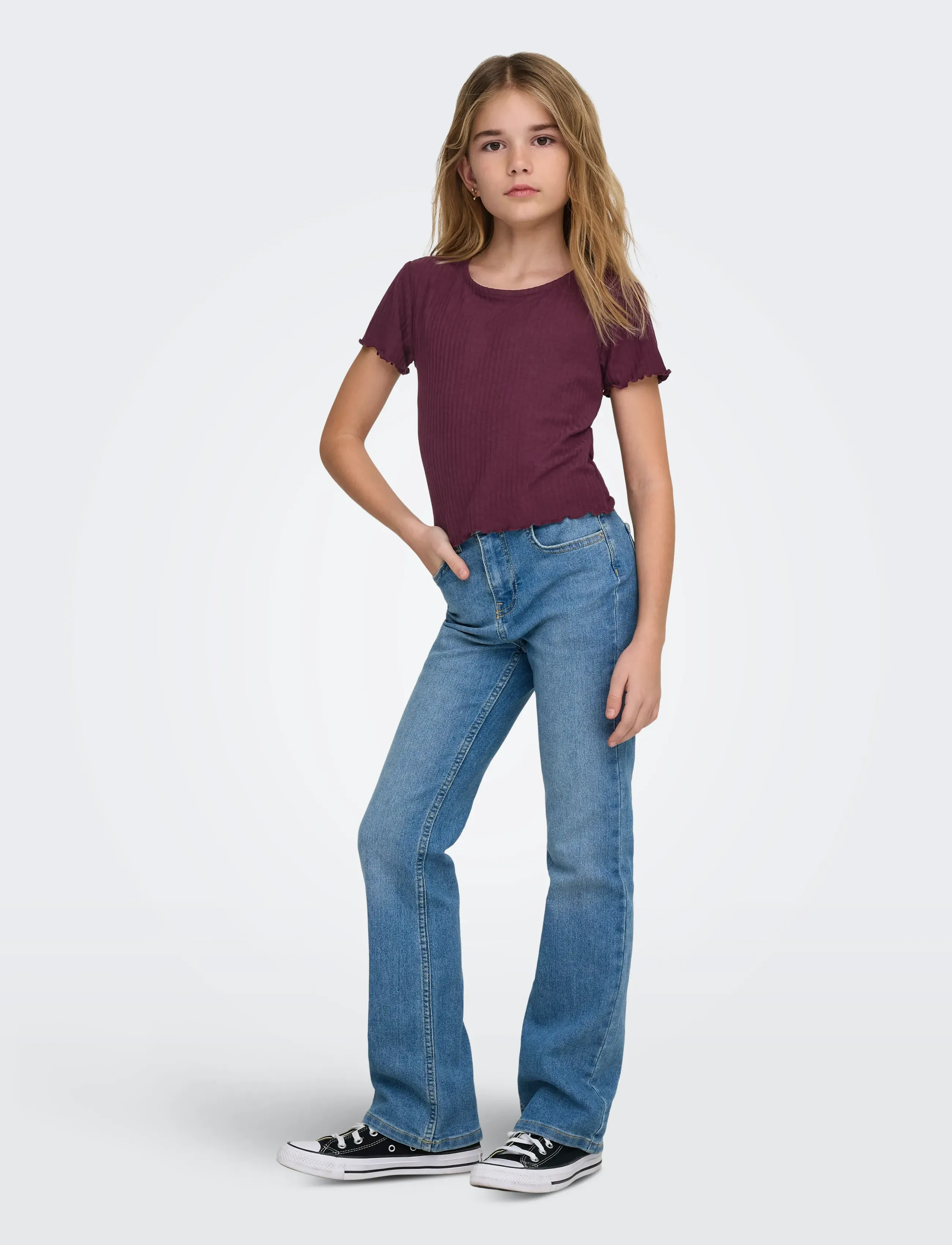 Kids Only - KOGNELLA S/S O-NECK TOP NOOS JRS - kortærmede t-shirts - mauve wine - 4