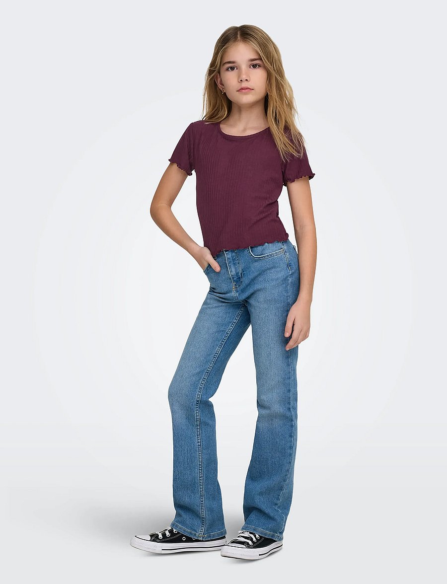 Kids Only - KOGNELLA S/S O-NECK TOP NOOS JRS - kortærmede t-shirts - mauve wine - 4