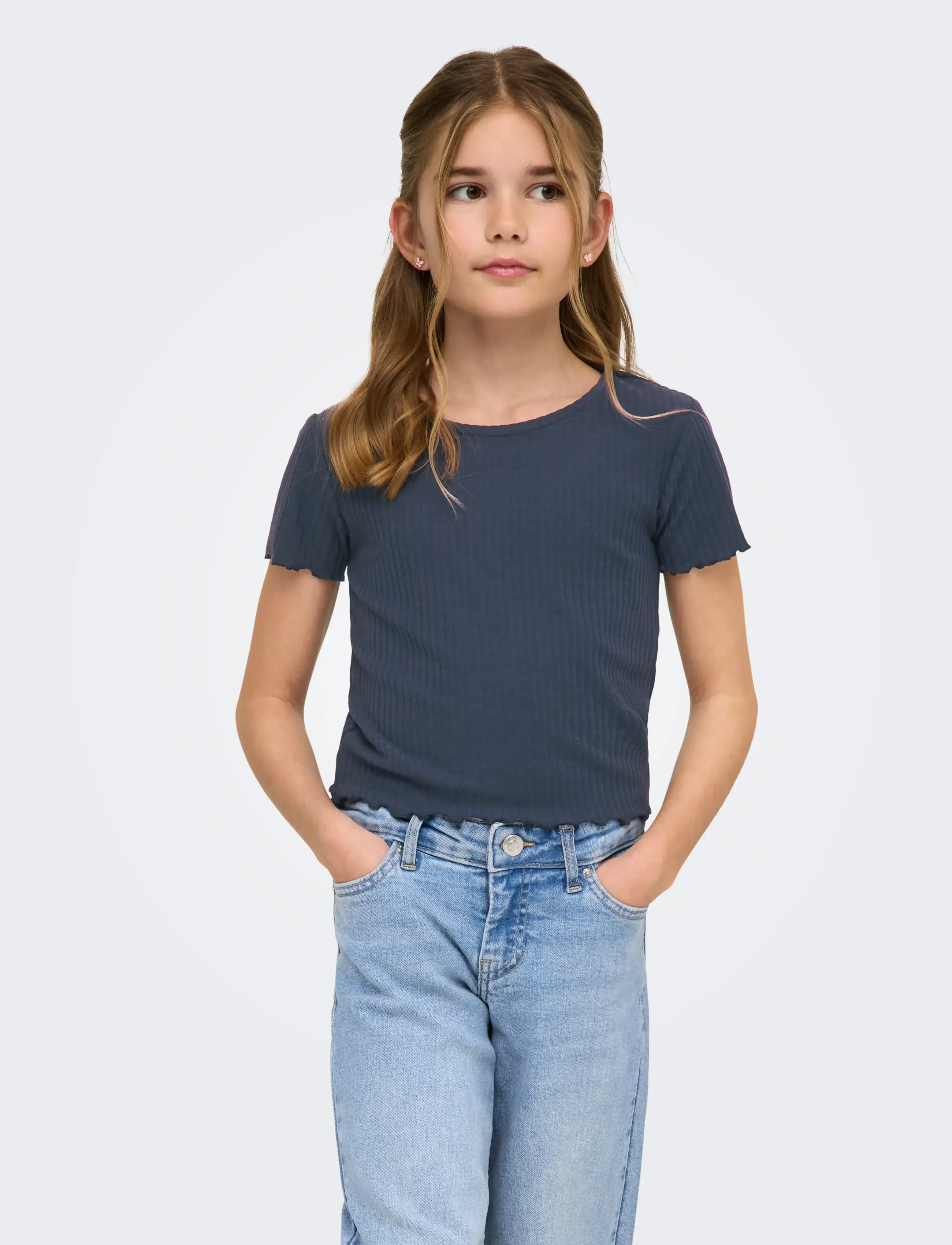 Kids Only KOGNELLA S/S O-NECK TOP NOOS JRS - Kortærmede T-shirts - OMBRE BLUE / navy