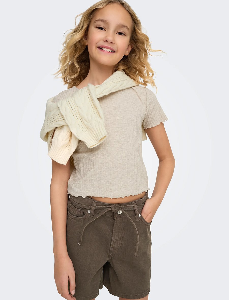 Kids Only - KOGNELLA S/S O-NECK TOP NOOS JRS - kortermede t-skjorter - pumice stone - 4