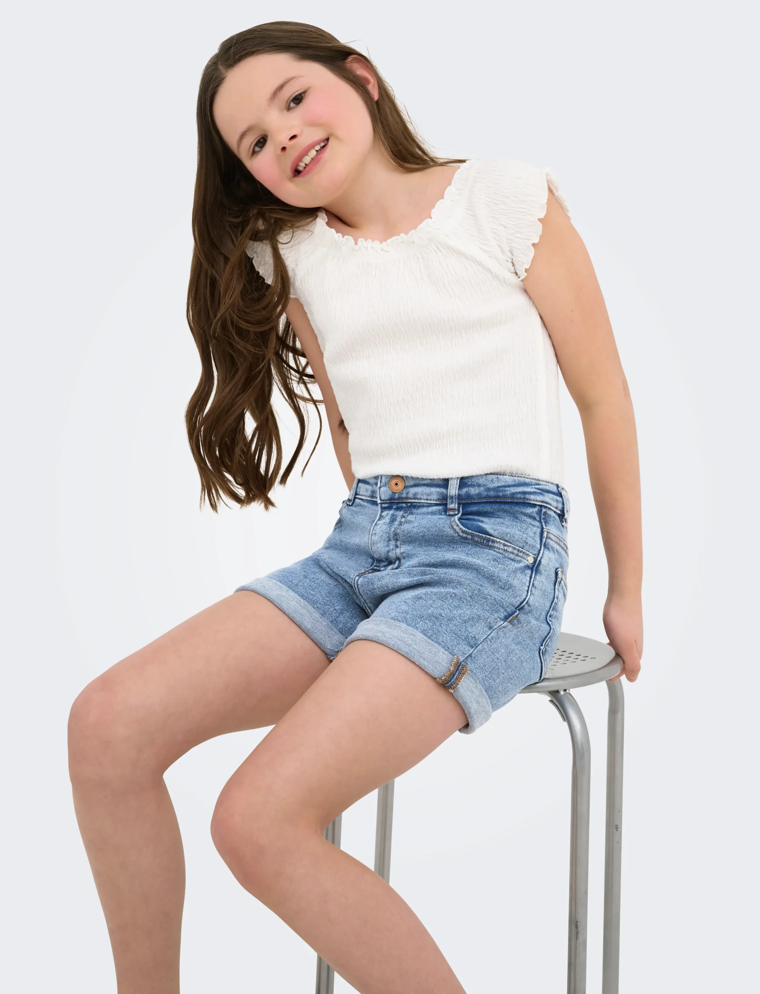 Kids Only - KOGPHINE SHORTS DNM AZG668 NOOS - jeansshorts - light blue denim - 5
