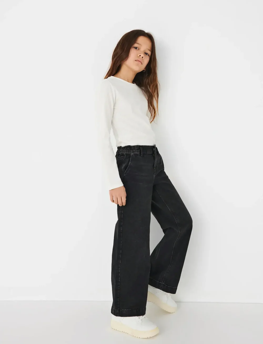 Kids Only - KOGCOMET WIDE DNM PIM528 NOOS - hosen mit weitem bein - washed black - 5