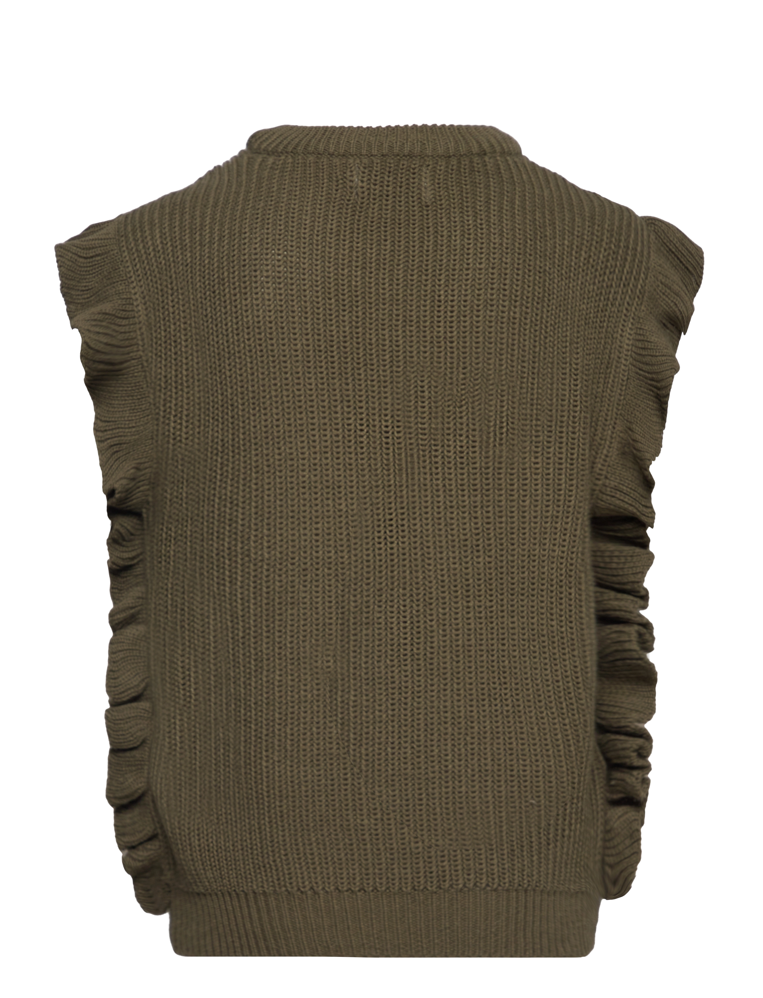 Kids Only - KOGGITTA S/L FRILL VEST KNT - olive night - 1