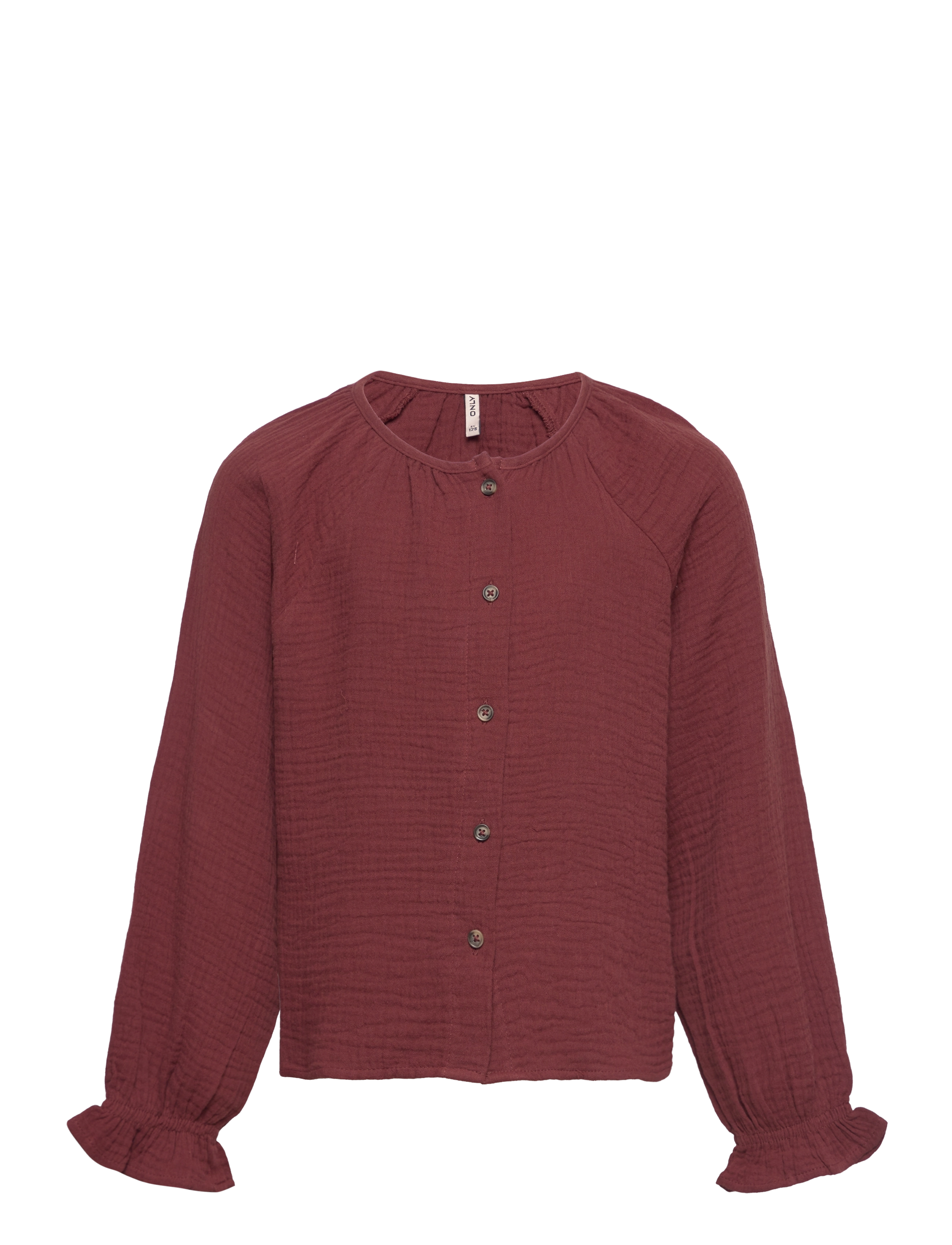 KOGTHYRA LS BUTTON BLOUSE WVN - CHERRY MAHOGANY