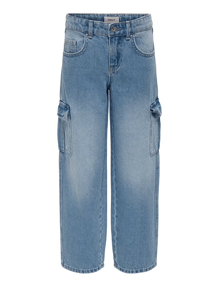 Kids Only - KOGHARMONY WIDE CARGO CARROT PIM NOOS - jeans met wijde pijpen - light blue denim - 1