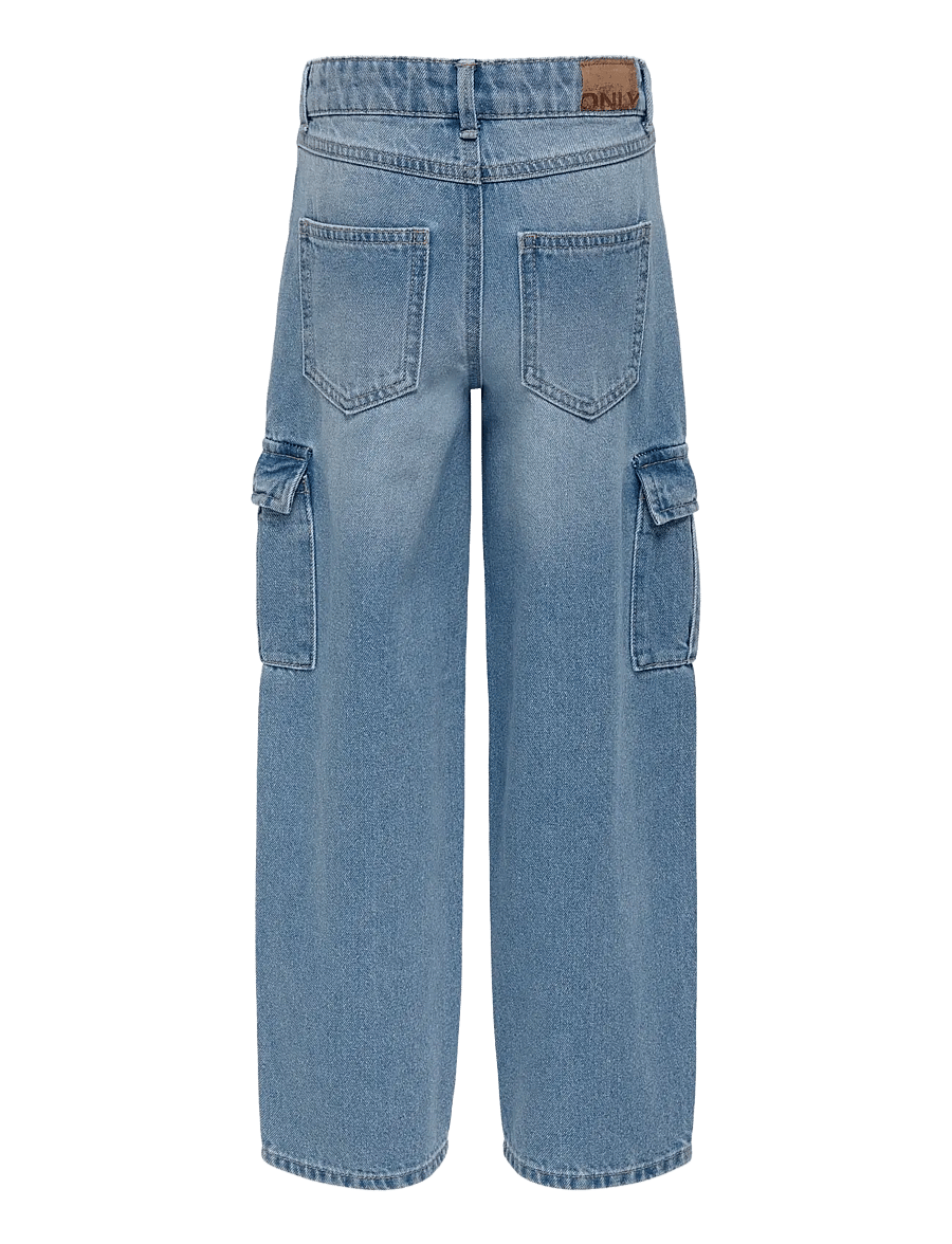 Kids Only - KOGHARMONY WIDE CARGO CARROT PIM NOOS - jeans met wijde pijpen - light blue denim - 2