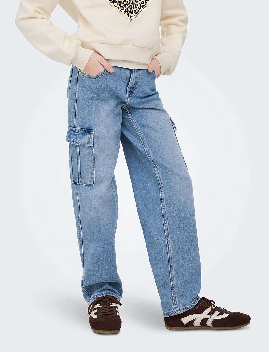 Kids Only - KOGHARMONY WIDE CARGO CARROT PIM NOOS - laiad teksad - light blue denim - 0
