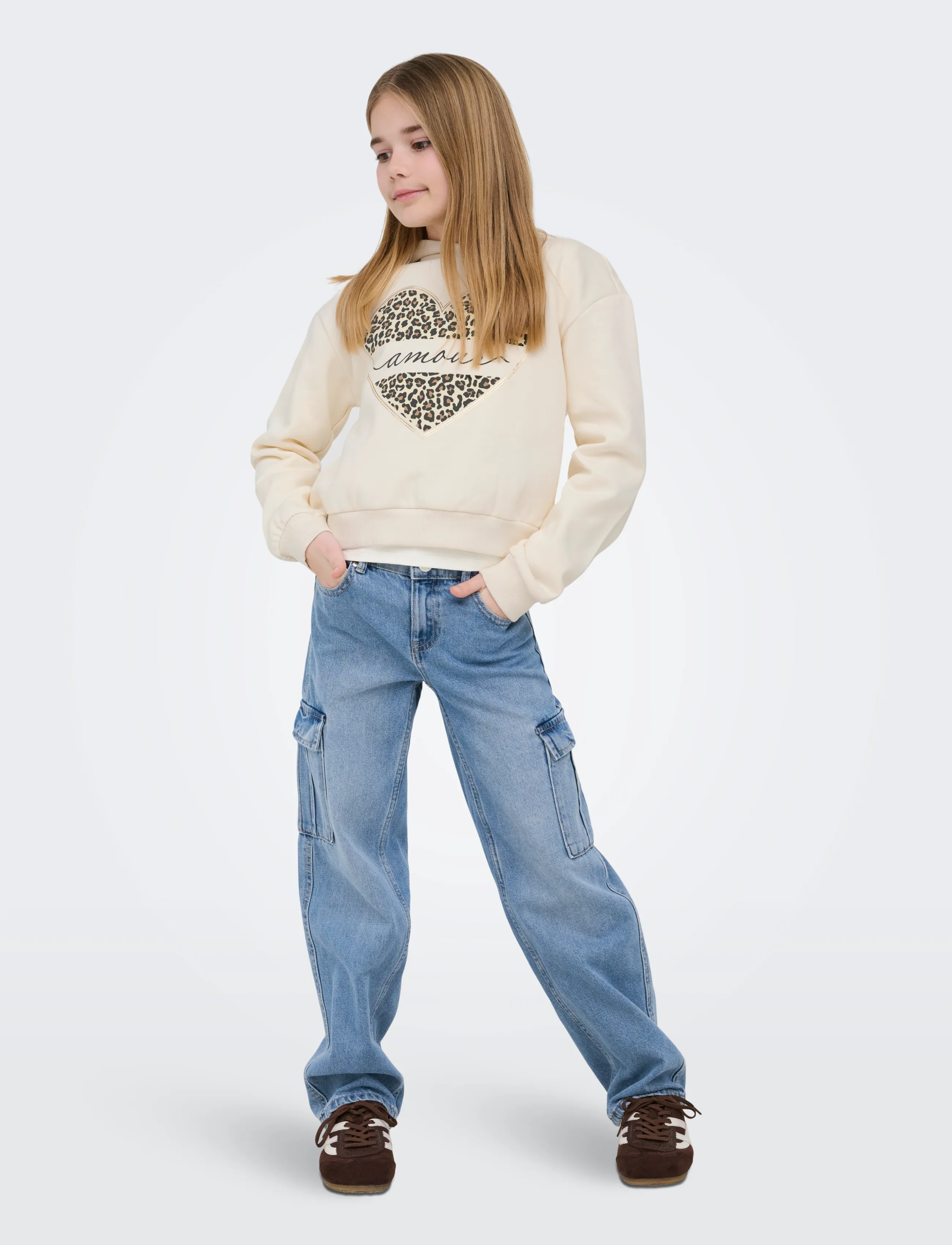 Kids Only - KOGHARMONY WIDE CARGO CARROT PIM NOOS - brede jeans - light blue denim - 4