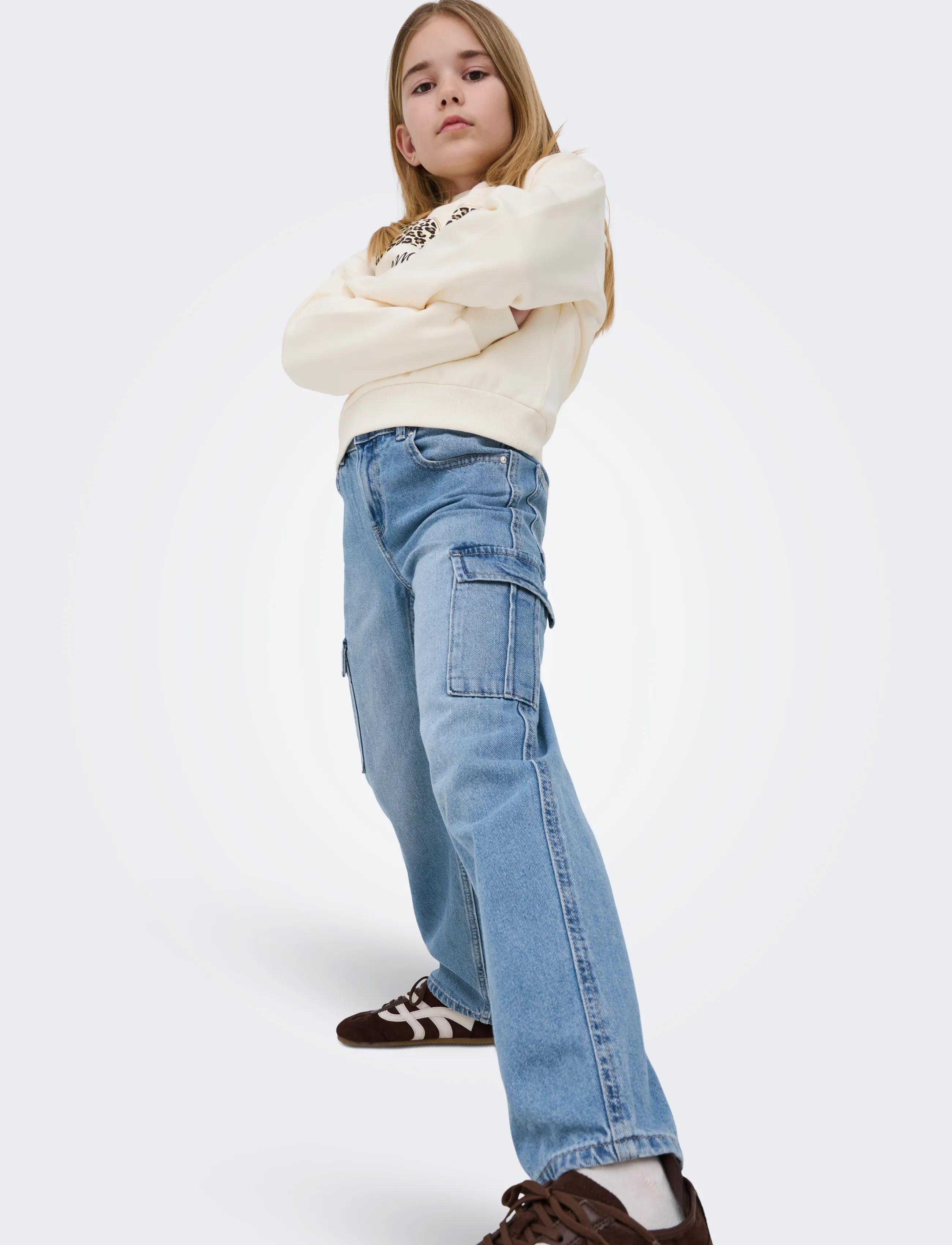 Kids Only - KOGHARMONY WIDE CARGO CARROT PIM NOOS - brede jeans - light blue denim - 5