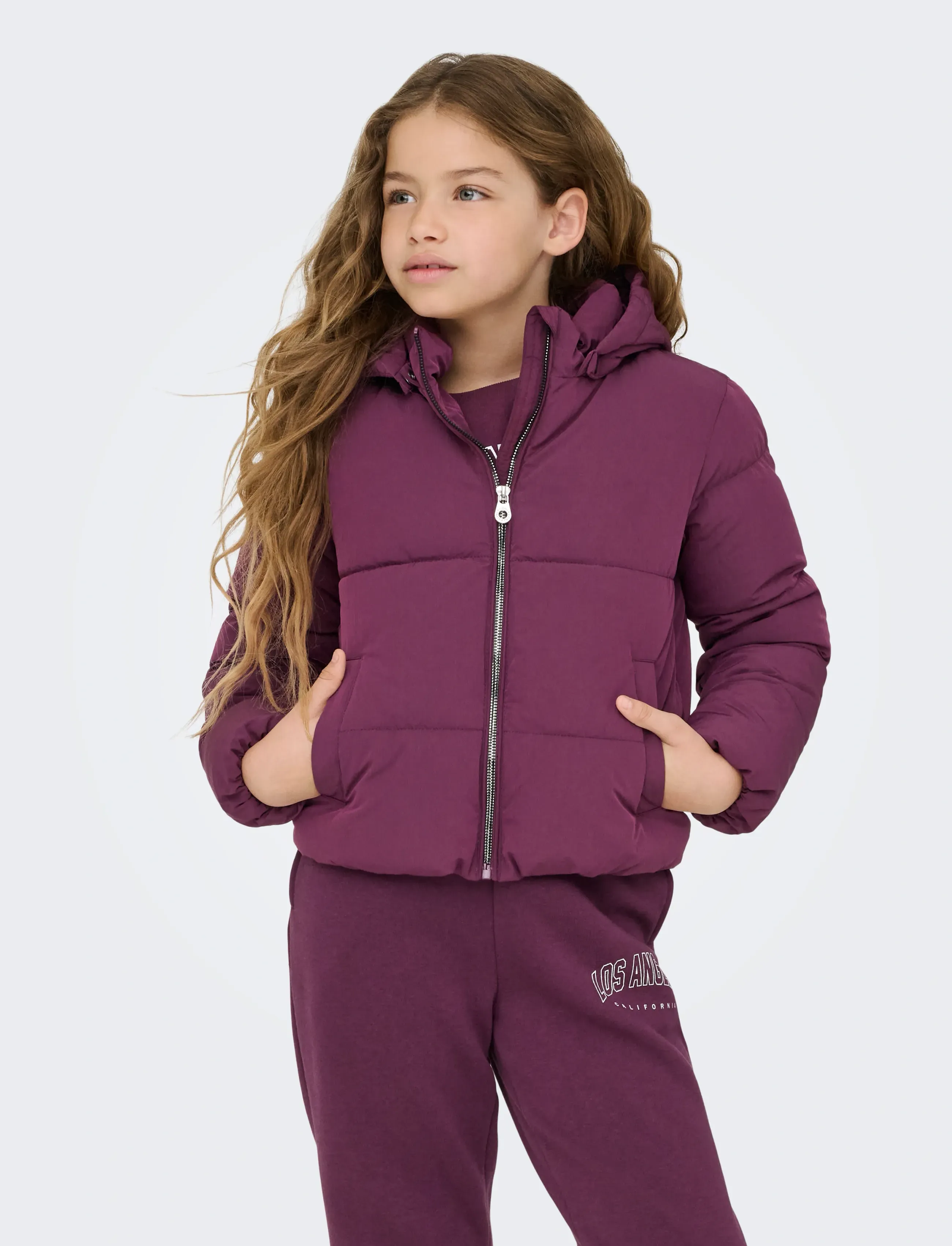 Kids Only Kogdolly Life Sht Puffer Jacket Otw Noos, Børn, Hætte Dynejakke, Lila, Str: 146