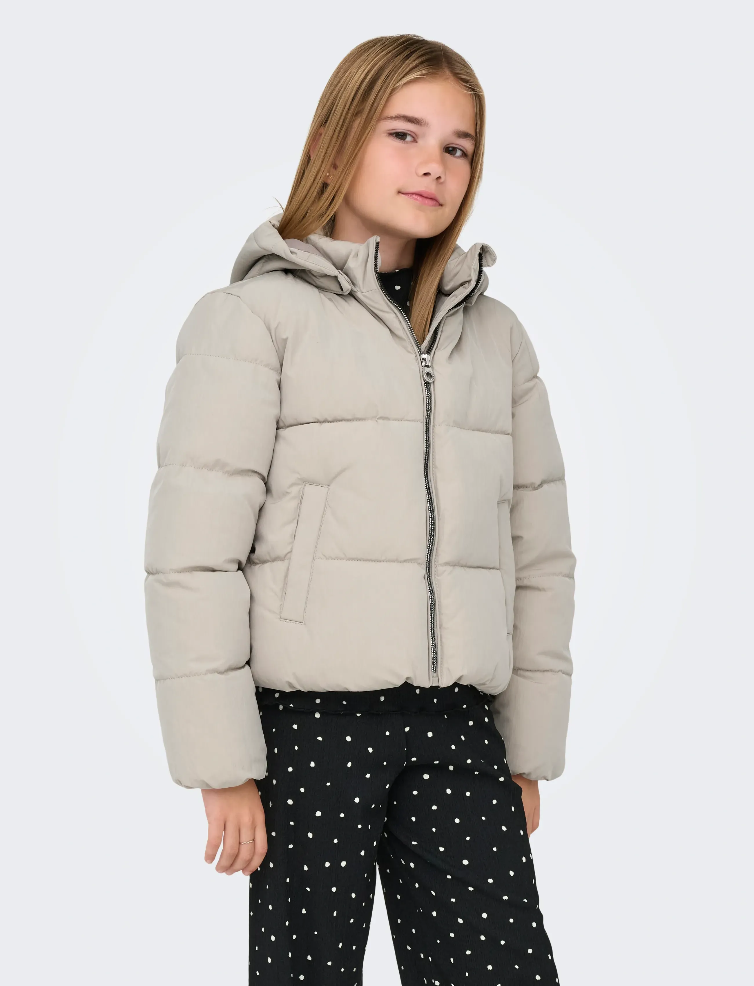 Kids Only Kogdolly Life Sht Puffer Jacket Otw Noos, Børn, Hætte Dynejakke, Cream, Str: 140