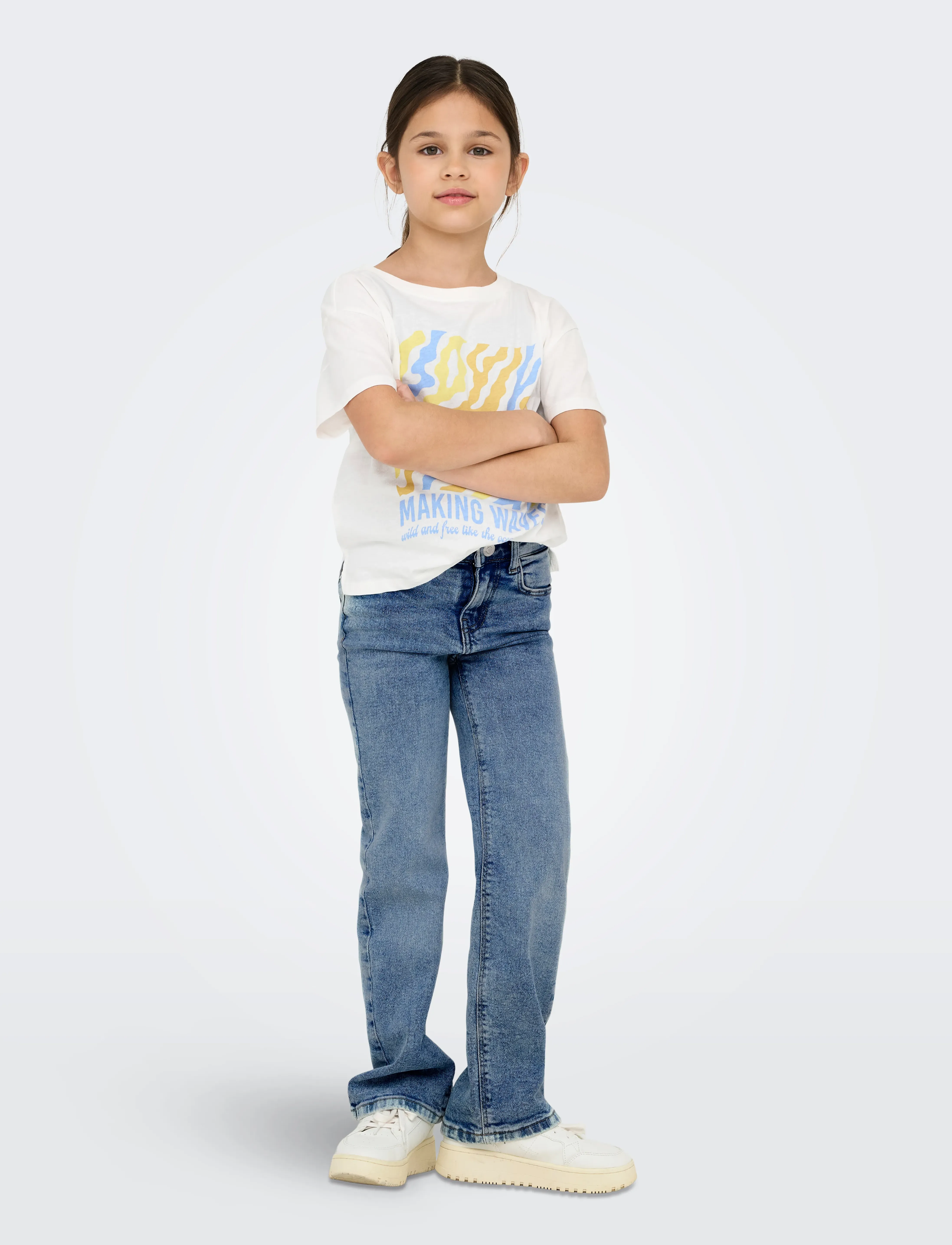 Kids Only - KOGJUICY WIDE LEG DNM PIM560 NOOS - pantalons larges - light blue denim - 4