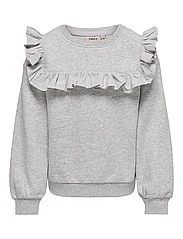 Kids Only - KOGOFELIA L/S FRILL O-NECK BO SWT - medvilniniai megztiniai ir džemperiai su gobtuvu - light grey melange - 0