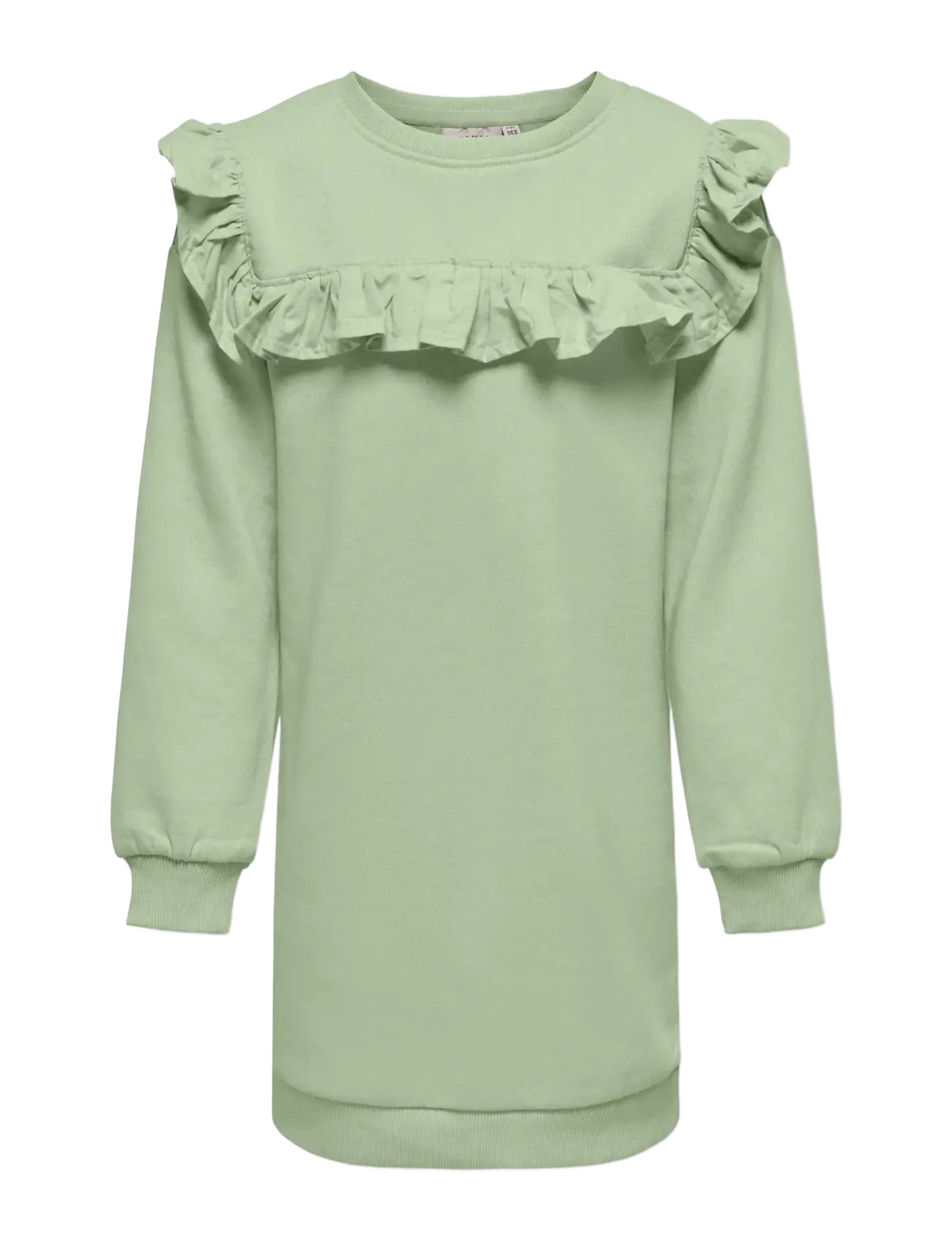 Kids Only KOGOFELIA L/S FRILL DRESS BO SWT - Kjoler & nederdele - SMOKE GREEN / green