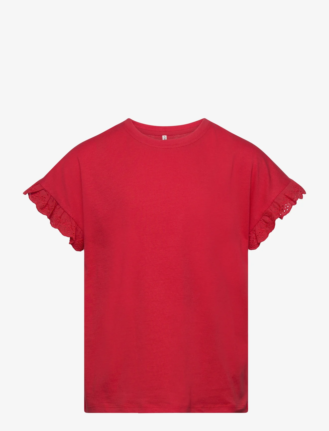 Kids Only - KOGIRIS S/S EMB TOP JRS - kortärmade t-shirts - flame scarlet - 0
