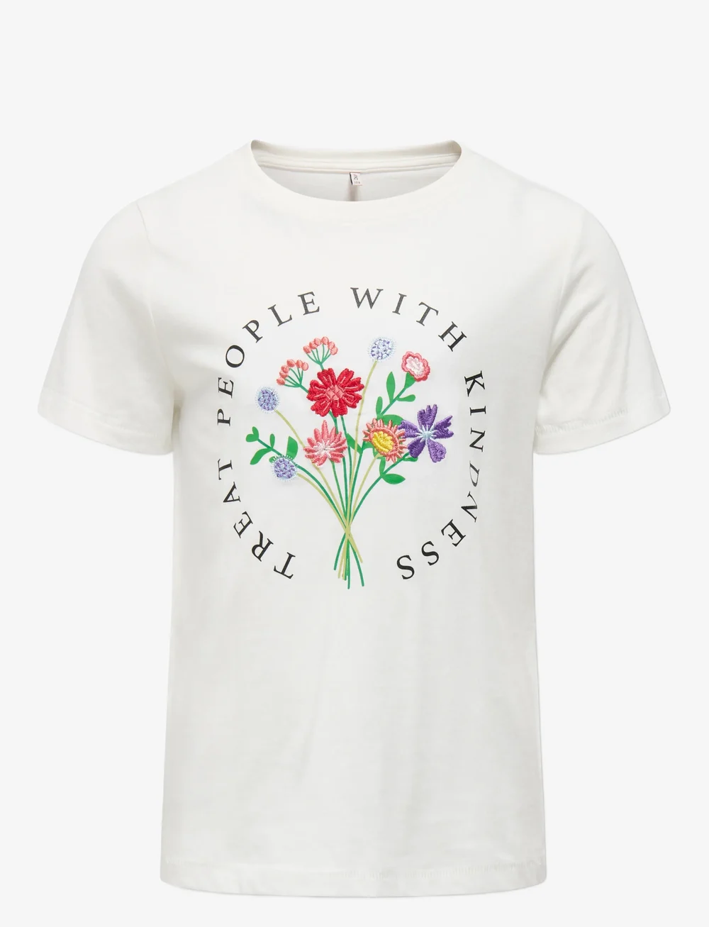 Kids Only - KOGEMMA LIFE REG S/S FLOWER TOP JRS NOOS - kortermede t-skjorter - cloud dancer - 1