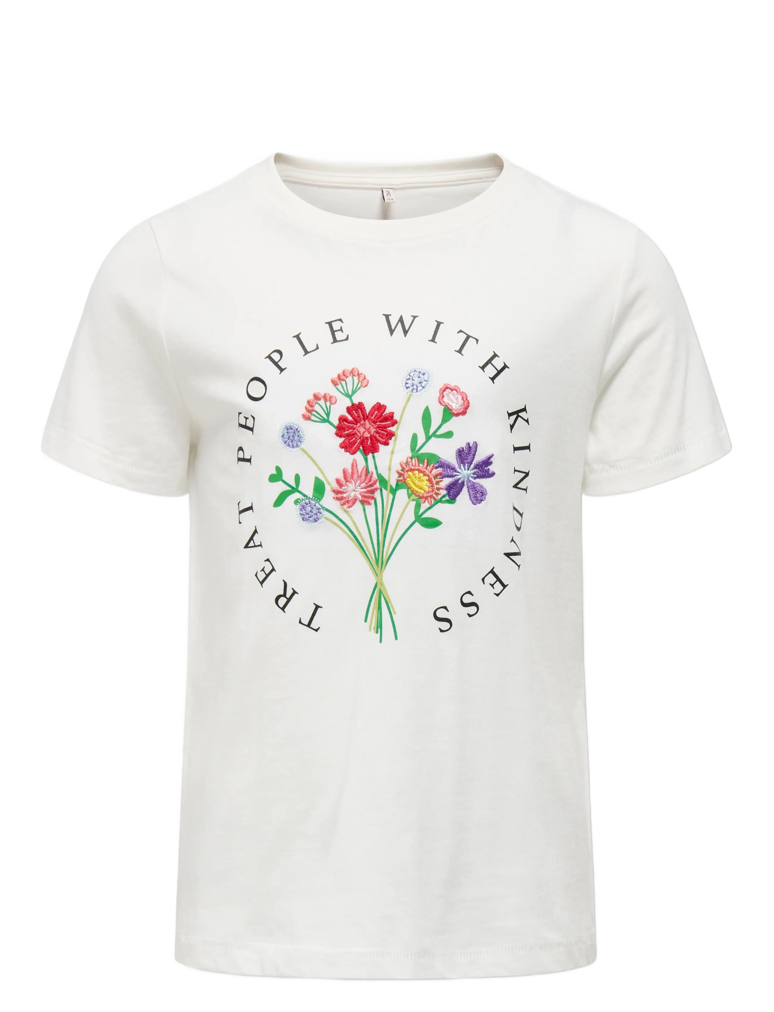 Kids Only - KOGEMMA LIFE REG S/S FLOWER TOP JRS NOOS - t-shirts à manches courtes - cloud dancer - 1
