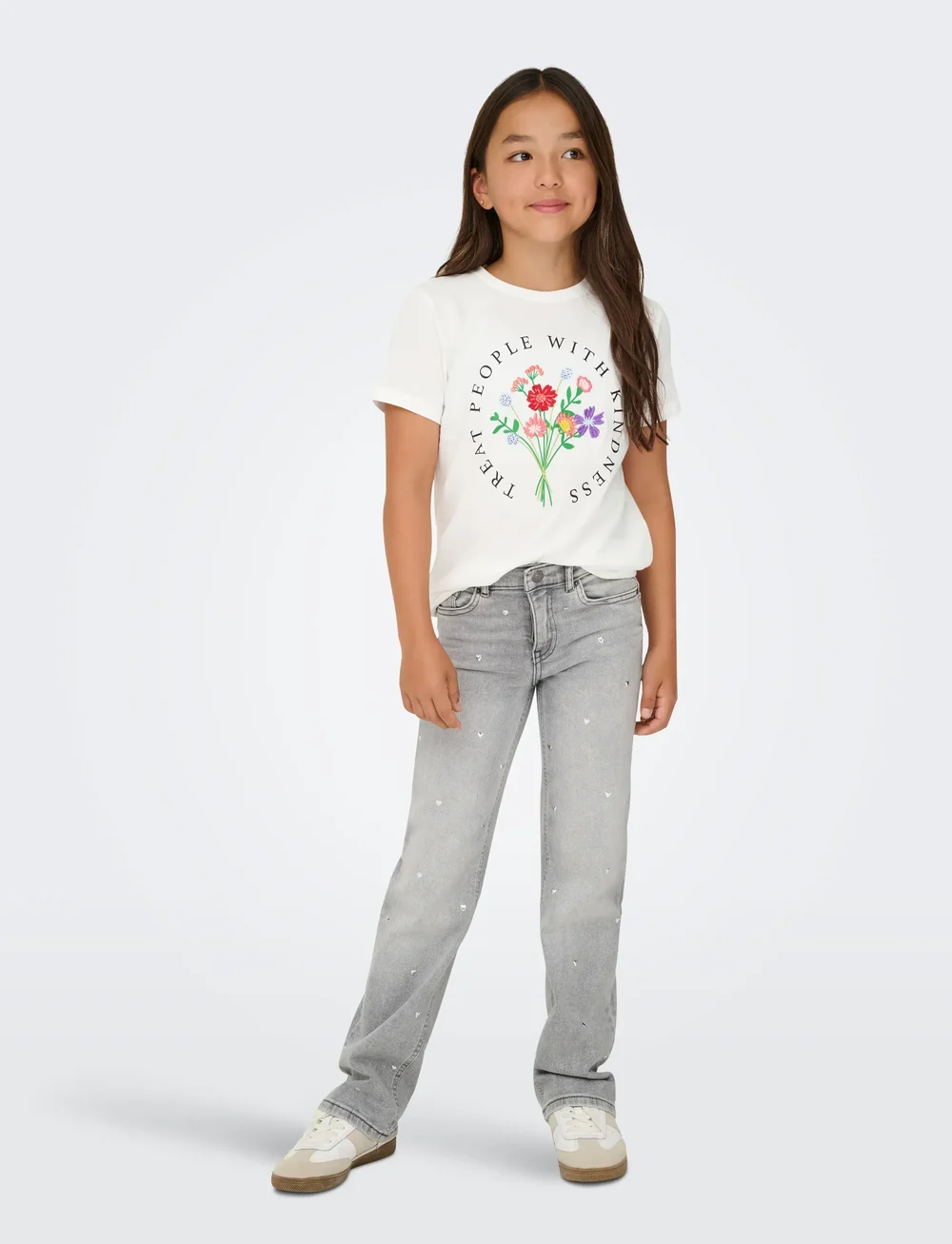 Kids Only - KOGEMMA LIFE REG S/S FLOWER TOP JRS NOOS - kortermede t-skjorter - cloud dancer - 5