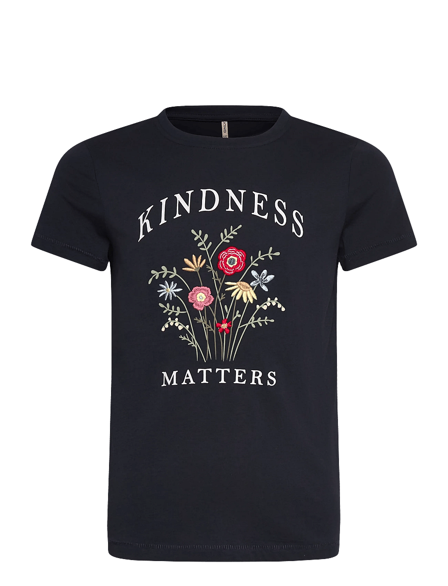 Kids Only - KOGEMMA LIFE REG S/S FLOWER TOP JRS NOOS - kortærmede t-shirts - night sky - 0