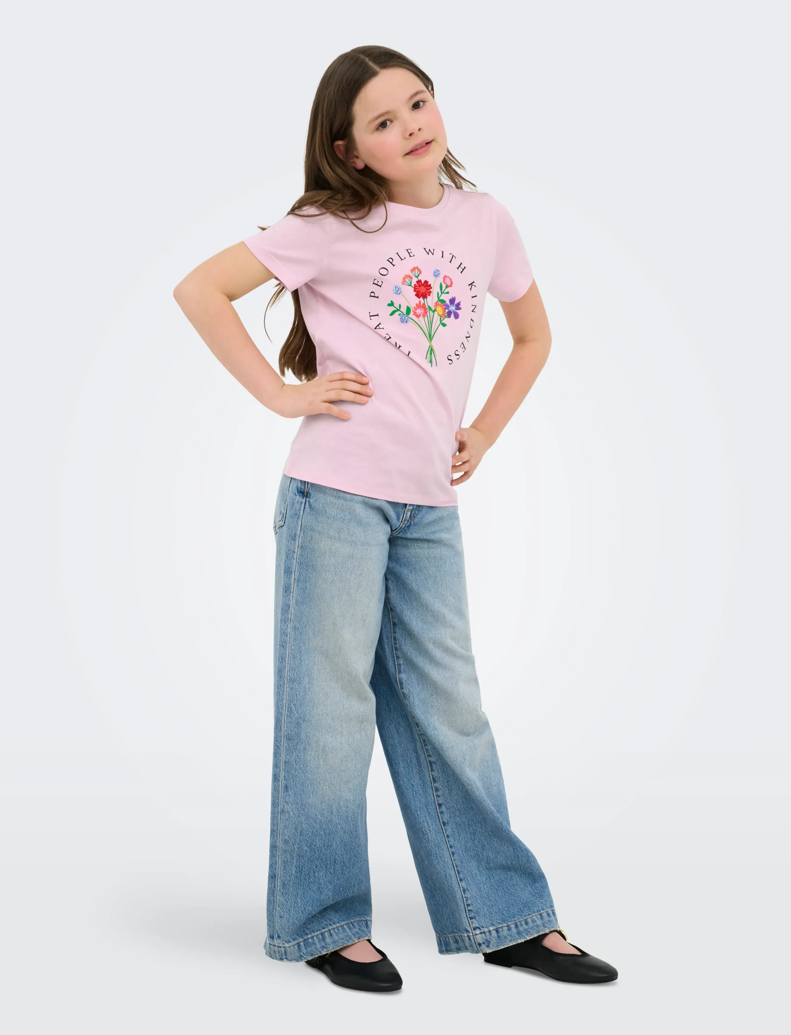 Kids Only - KOGEMMA LIFE REG S/S FLOWER TOP JRS NOOS - kortærmede t-shirts - roseate spoonbill - 4