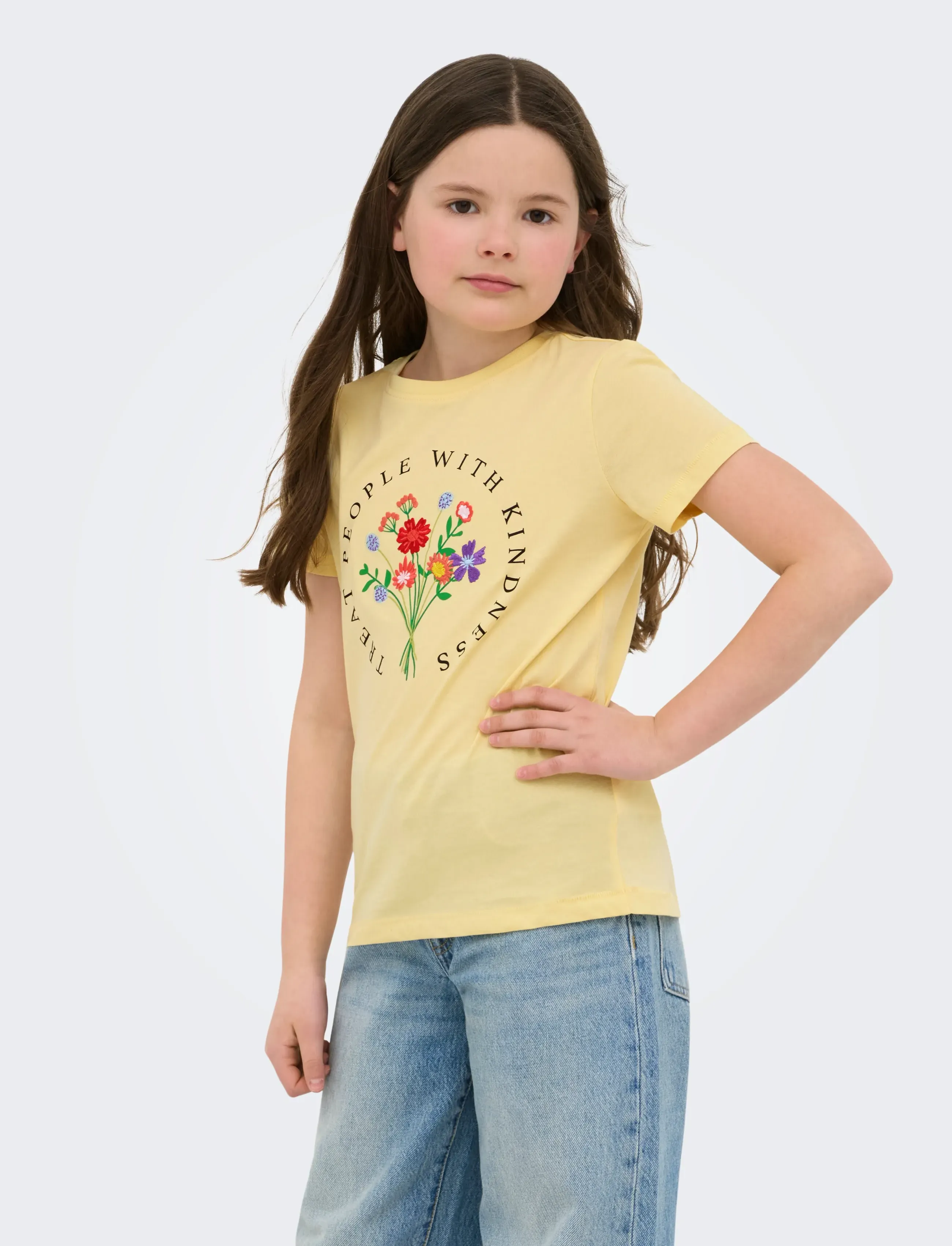 Kids Only KOGEMMA LIFE REG S/S FLOWER TOP JRS NOOS - T-shirts - SUNLIGHT / yellow