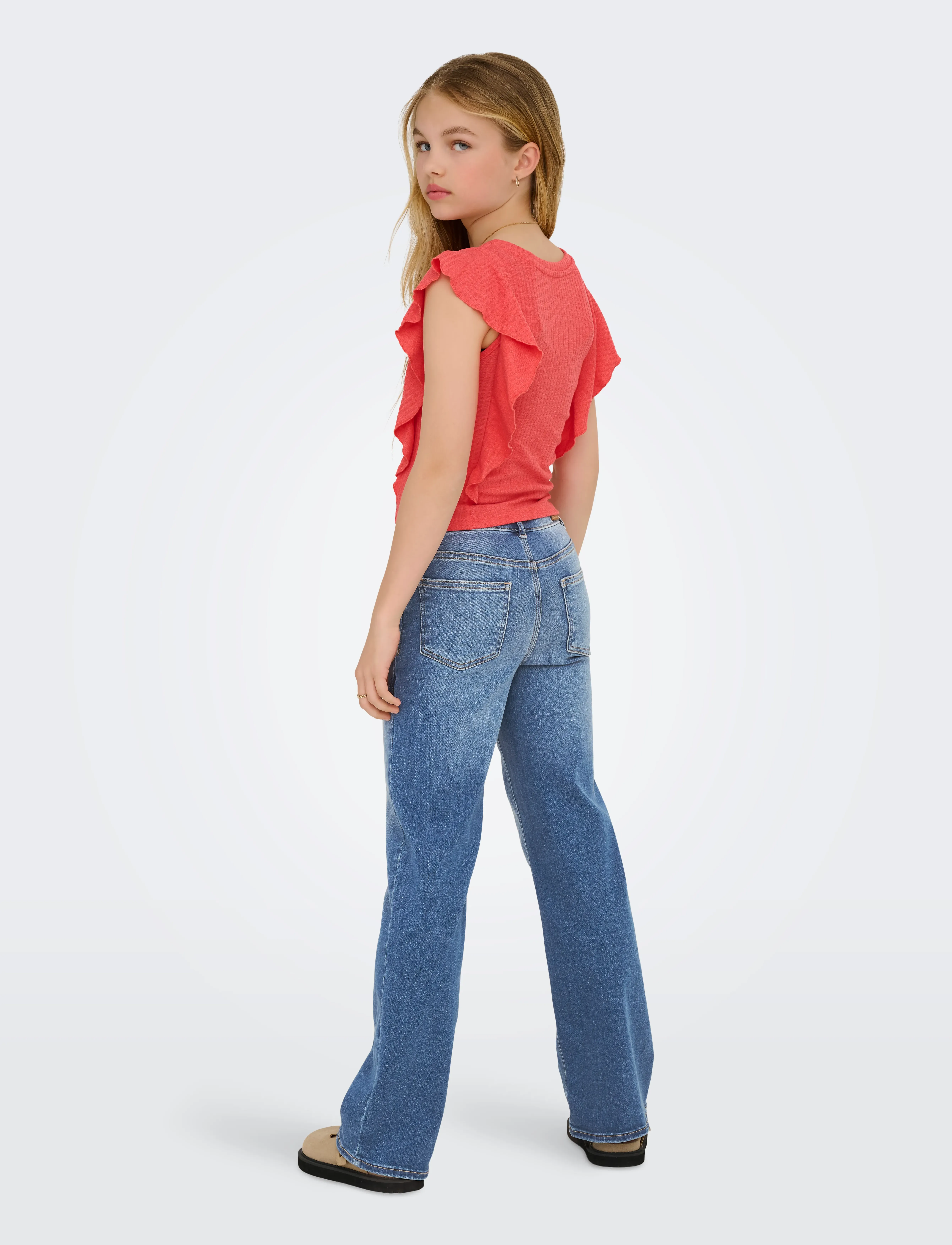 Kids Only - KOGMADISON BLUSH WIDE DNM CRO37 NOOS - pantalons larges - medium blue denim - 3