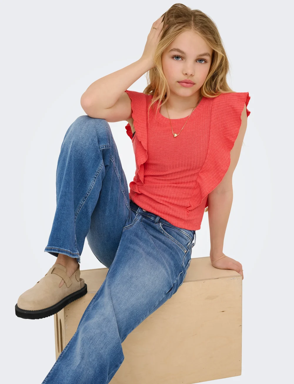 Kids Only - KOGMADISON BLUSH WIDE DNM CRO37 NOOS - laia säärega teksad - medium blue denim - 4