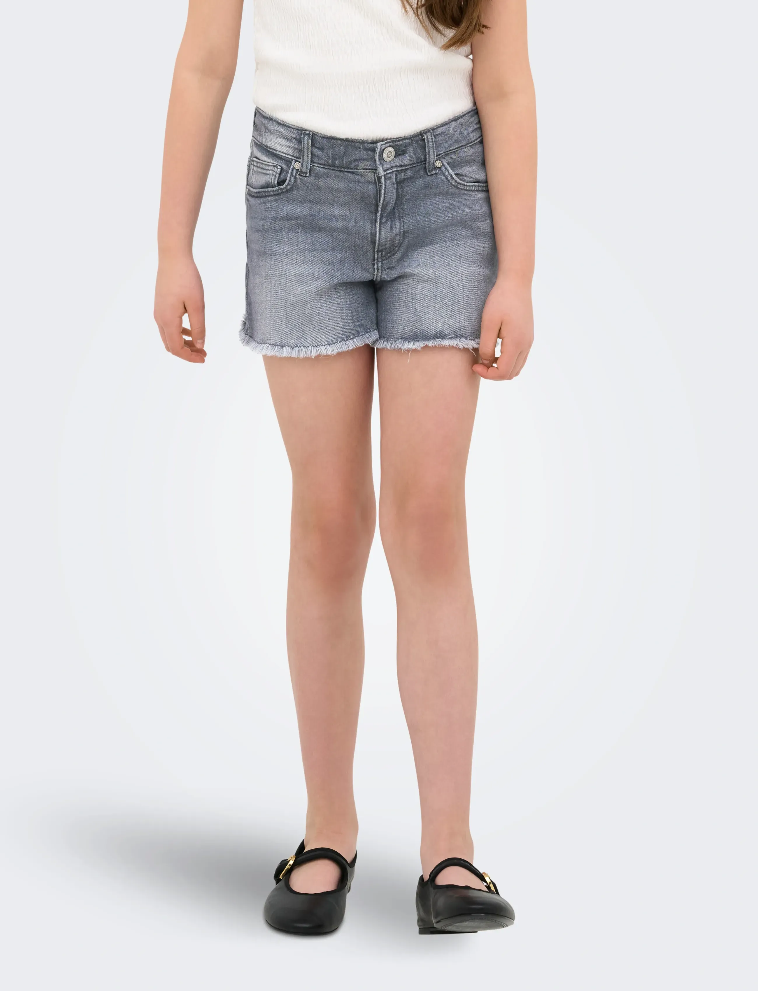 Kids Only Kogrobyn Ex Vint Dnm Shorts Azg529 Noos, 134, Unterteile, Grau - Shorts, Kinder