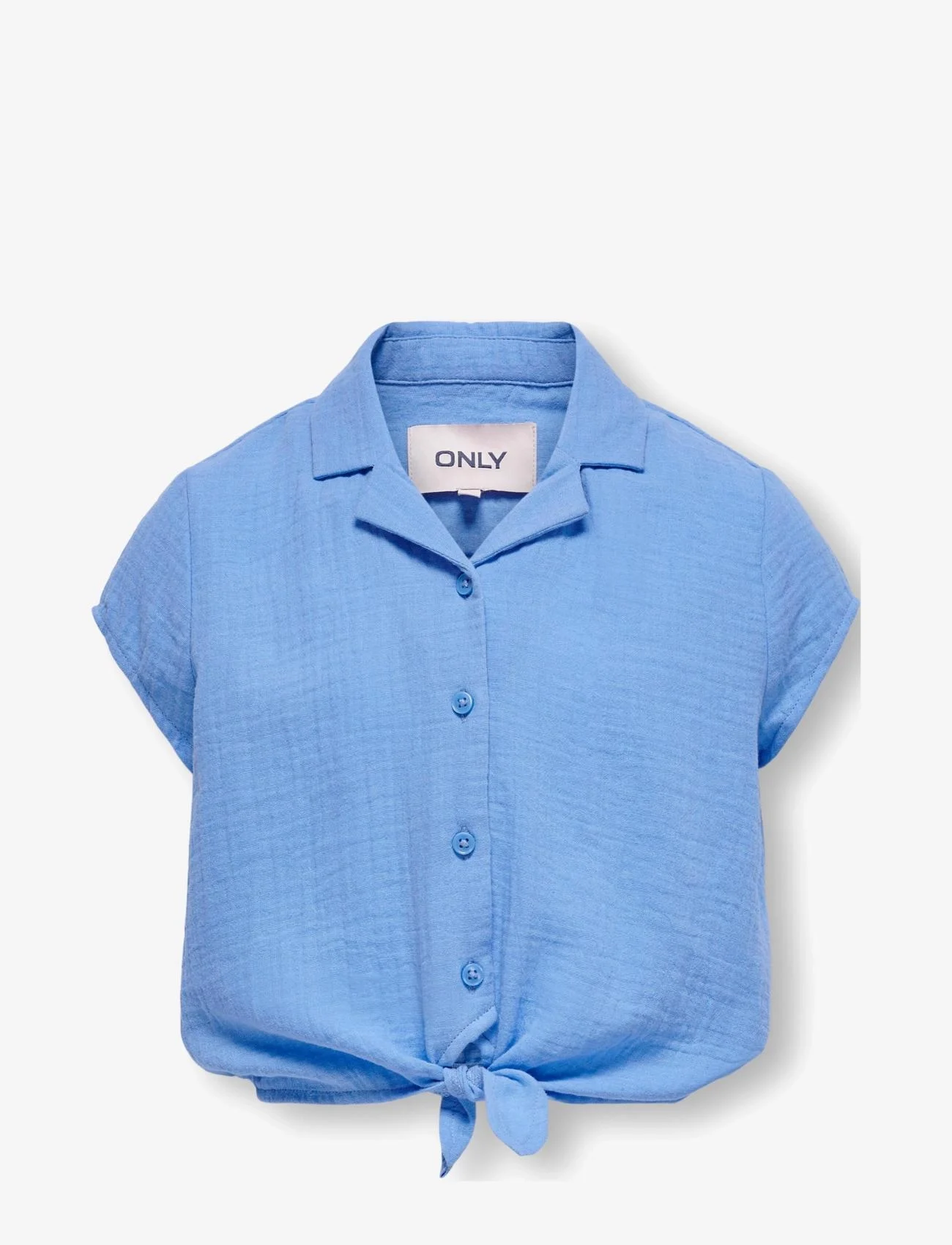 Kids Only - KOGTHYRA CAPSLEEVE KNOT SHIRT WVN - kurzärmlige hemden - blissful blue - 0