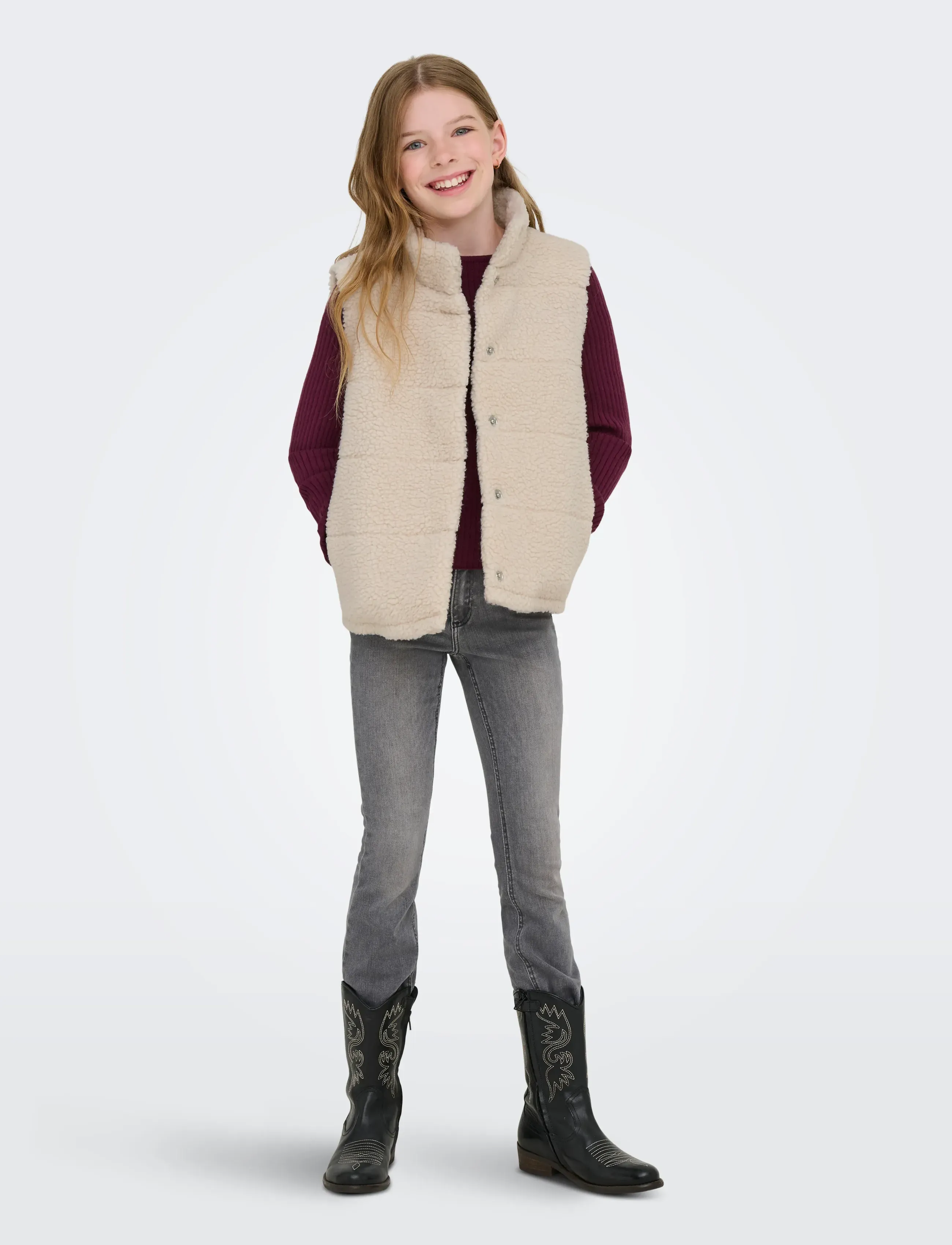 Kids Only - KOGSANDRA TEDDY WAISTCOAT OTW - pumice stone - 4